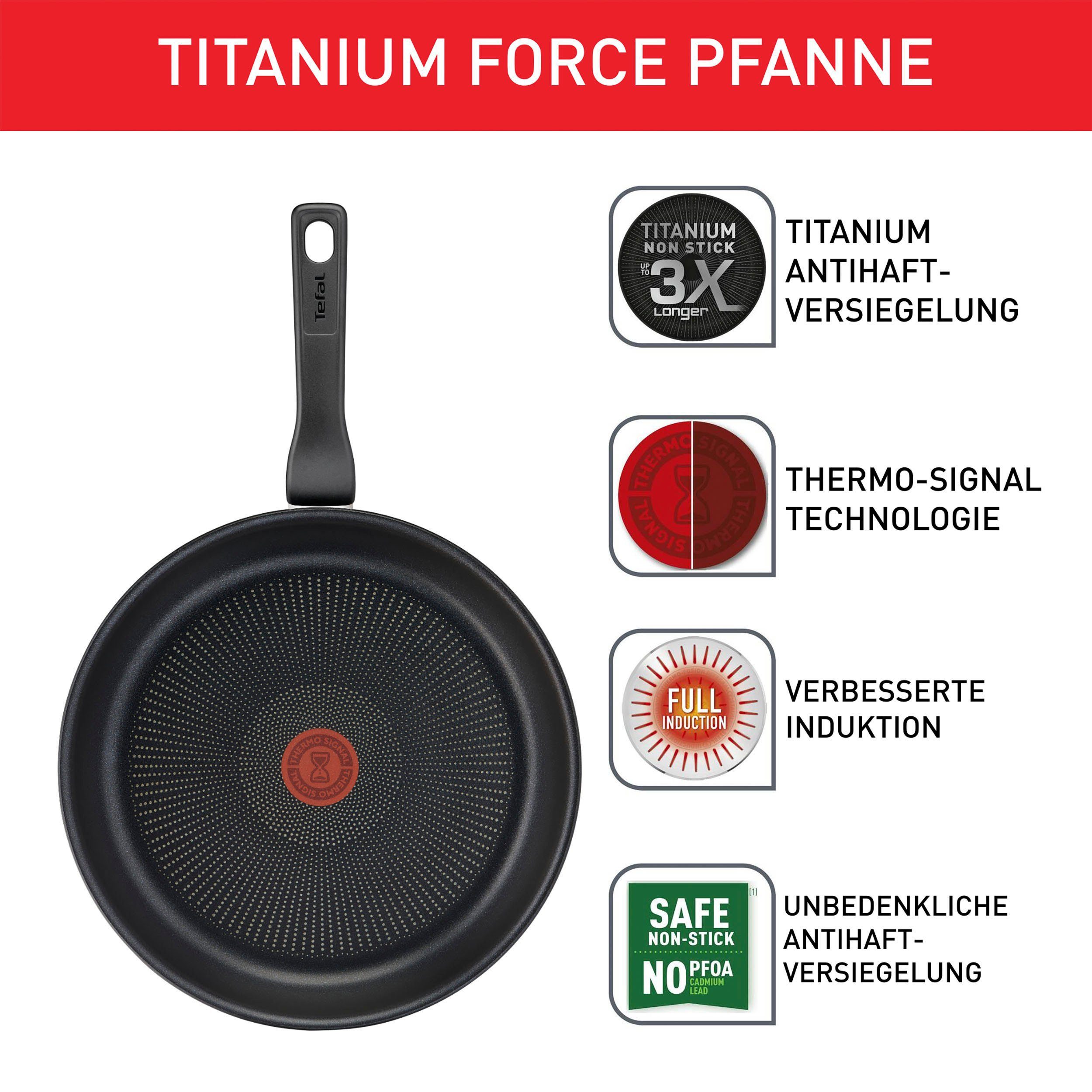 Tefal Koekenpan Titanium Force extra duurzame anti-aanbakcoating, thermo-signaal, beschermrand
