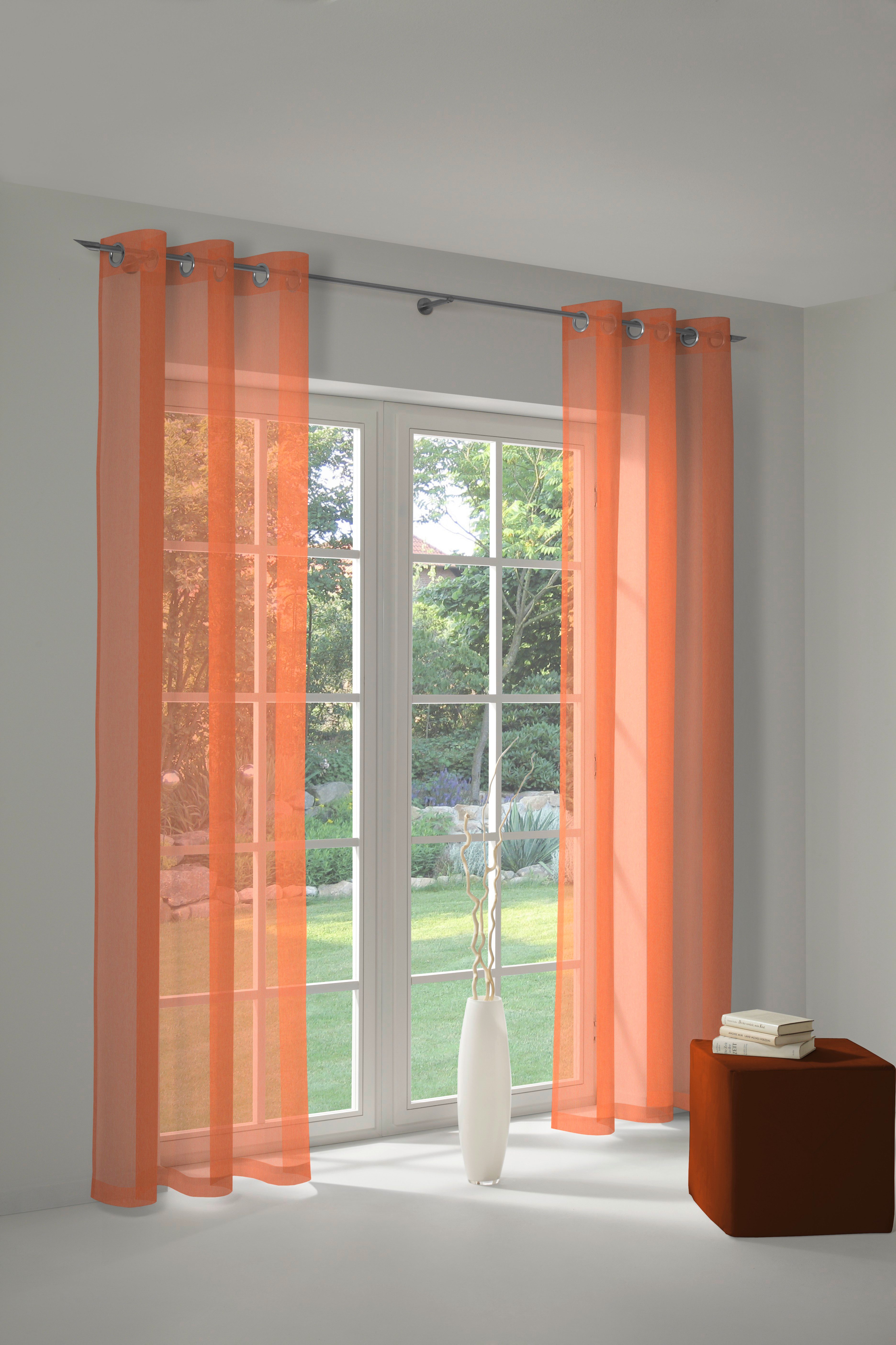 Wirth Gordijn Lorca (1 stuk) kant & klaar gordijnen maat hxb: 245x132 cm oranje