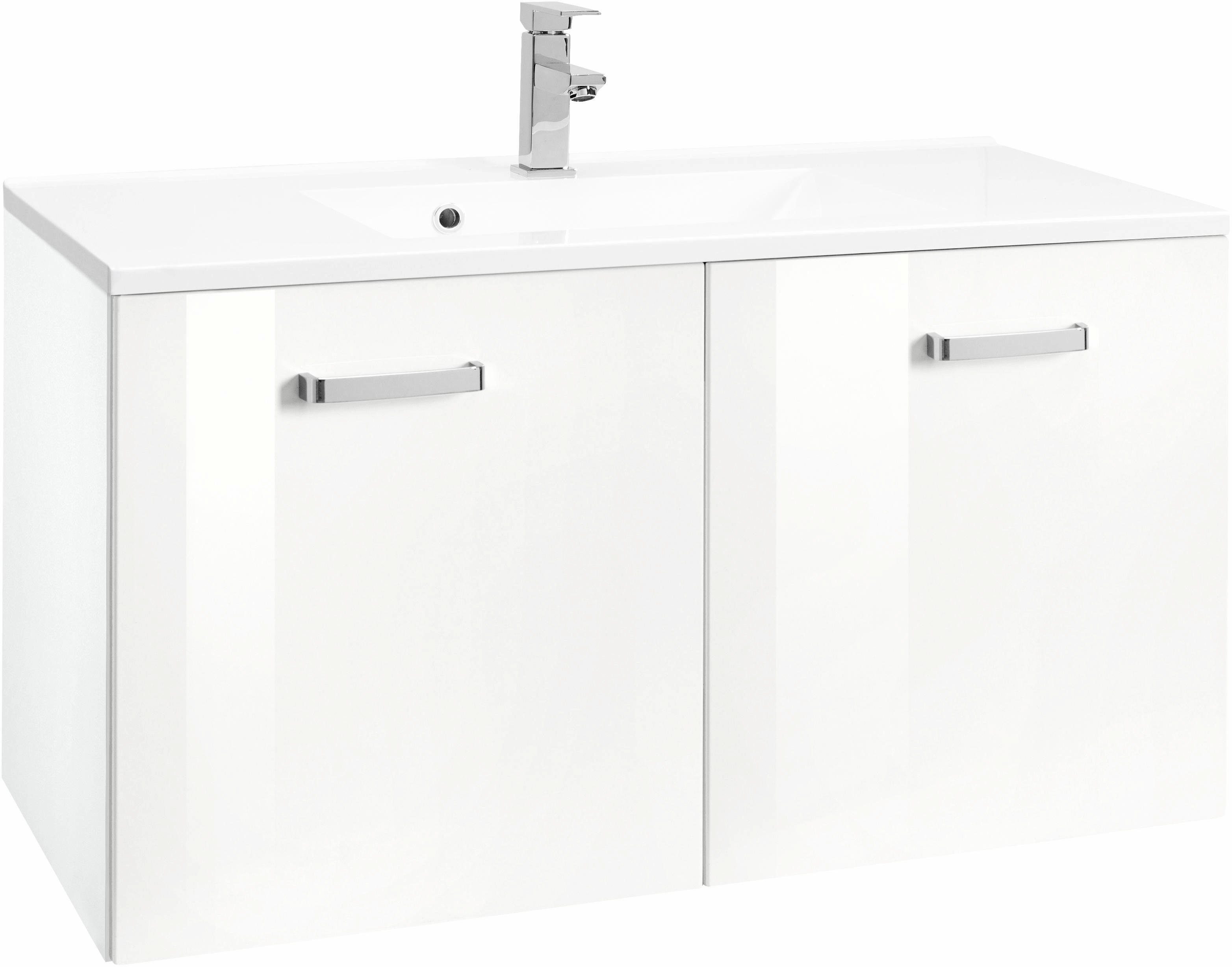 welltime Wastafelonderkast Ravenna Badkamermeubel, wastafelonderkast inclusief wasbak, breedte 80 cm onderkasten wit