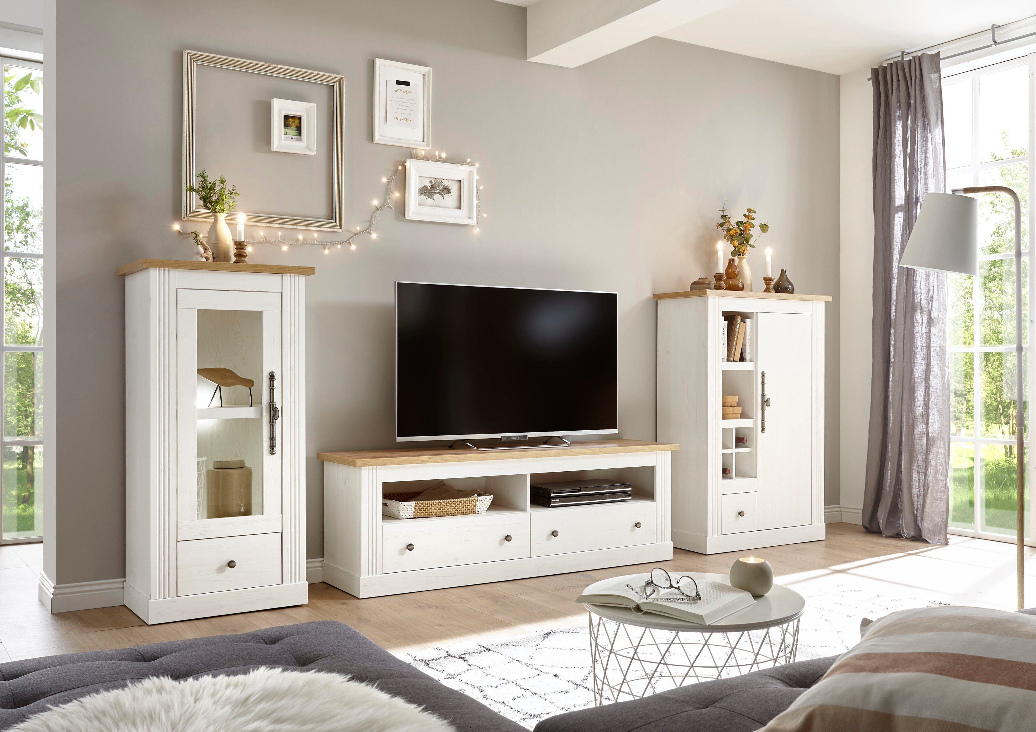 Home affaire Wandmeubel Westminster in romantische landelijke stijl (set, 3 stuks) wandmeubelsets wit