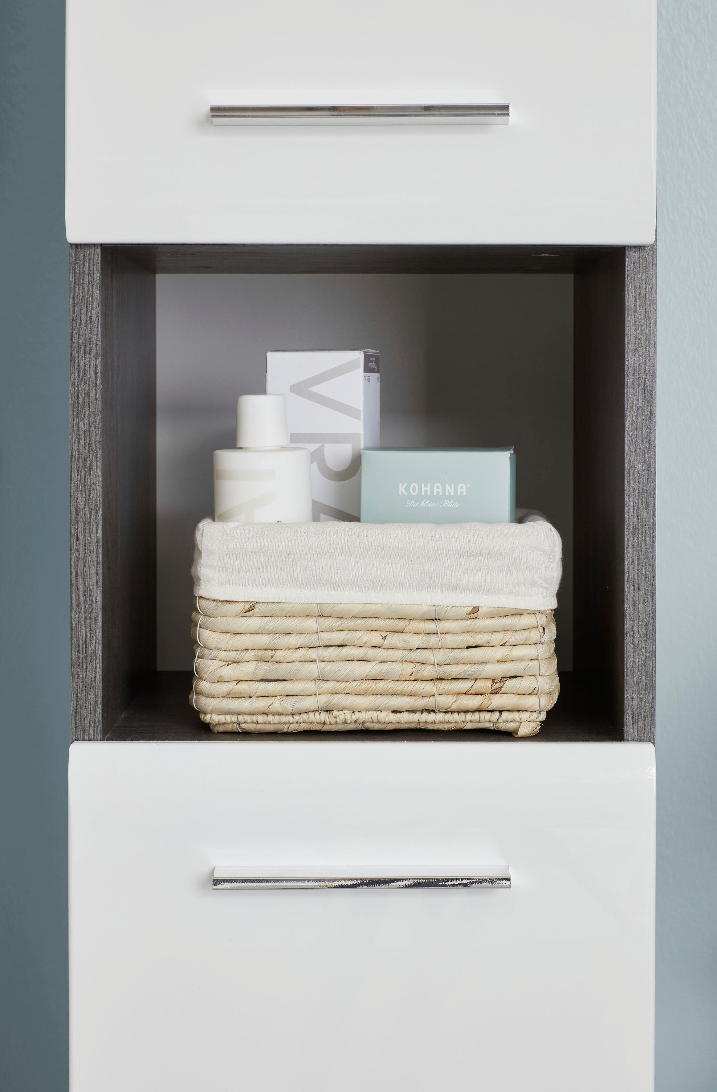 INOSIGN Badkamerserie Sovana Hoge kast, wastafel en spiegelkast met verlichting (set, 3-delig)