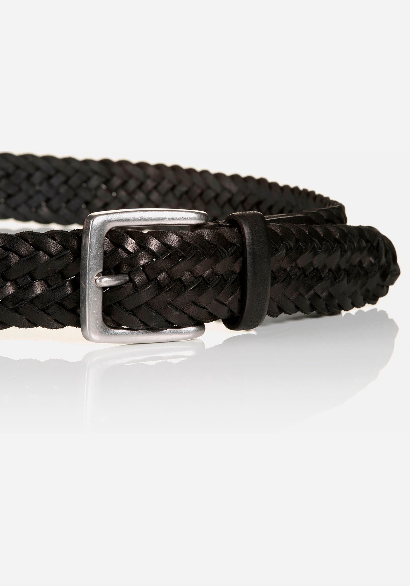 MONTI Leren riem 3,5 cm breed, business-casual, glad leer gevlochten