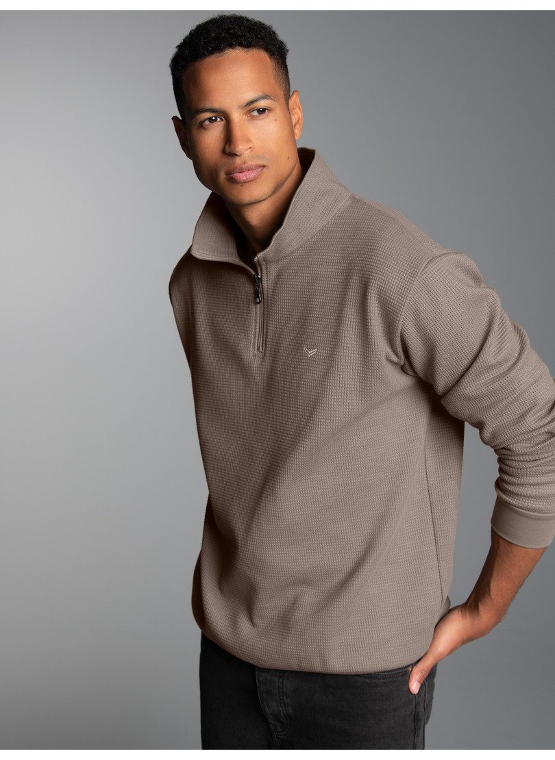 Trigema Sweatshirt TRIGEMA Troyer in Wafeloptiek