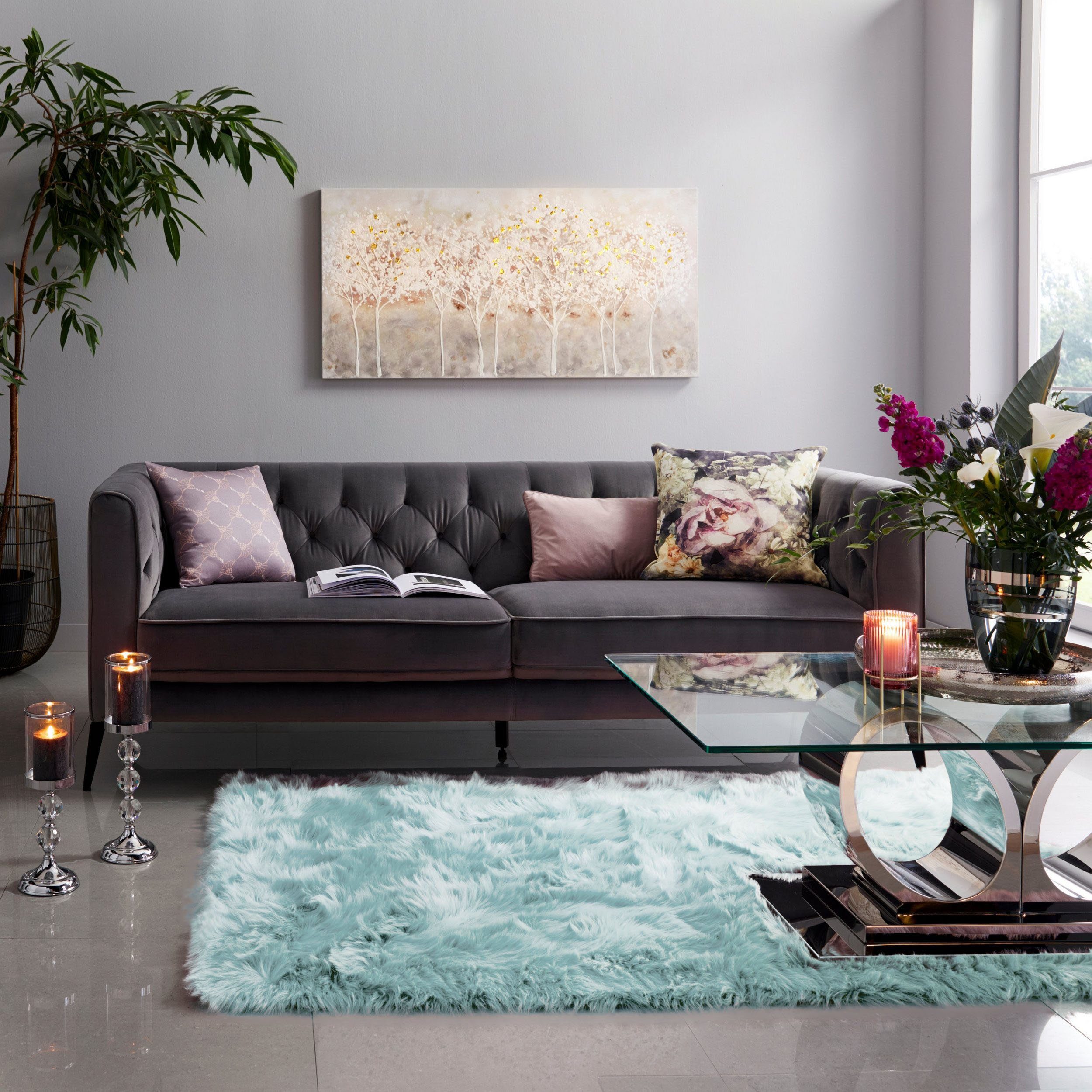 my home Hoogpolig vloerkleed Valeria schapenvacht tapijt knuffelig Imitatiebont, zachte vloerkleden, woonkamer, slaapkamer, eetkamer