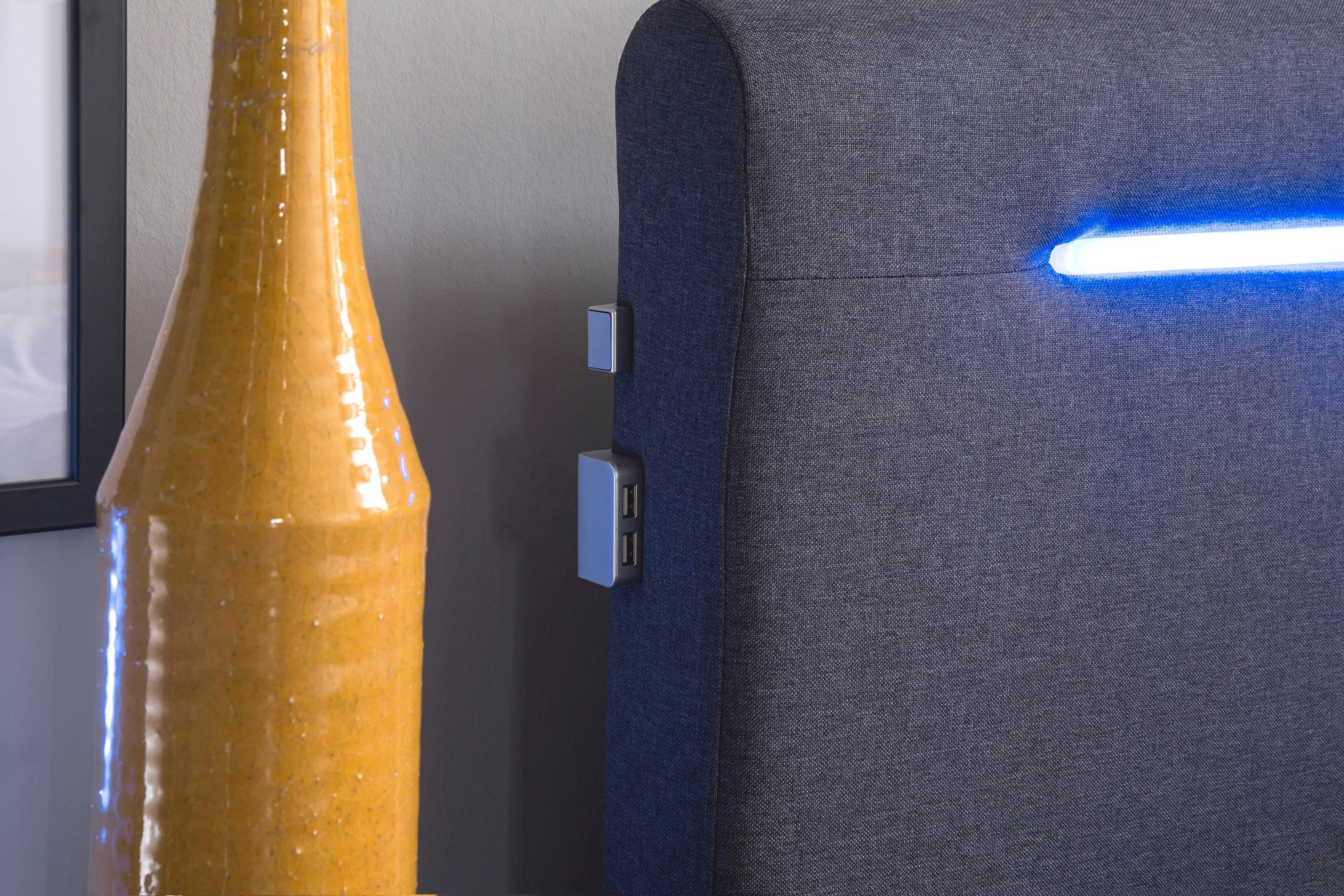 meise.möbel Boxspring Las Vegas Voeten en hoofdbord met ledverlichting, met bedkist en topmatras