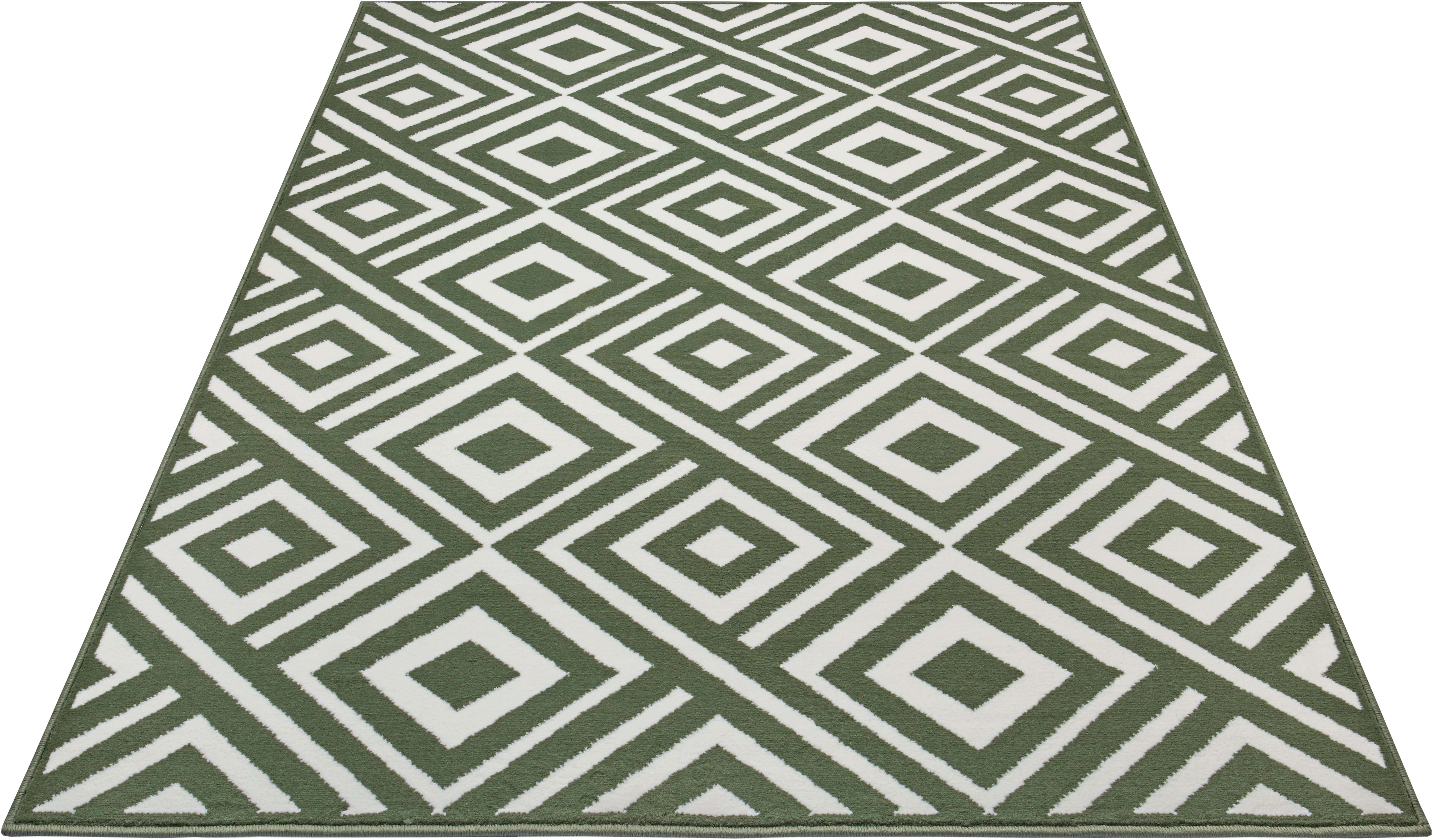 Design vloerkleed ruiten Art - groen/wit 70x140 cm