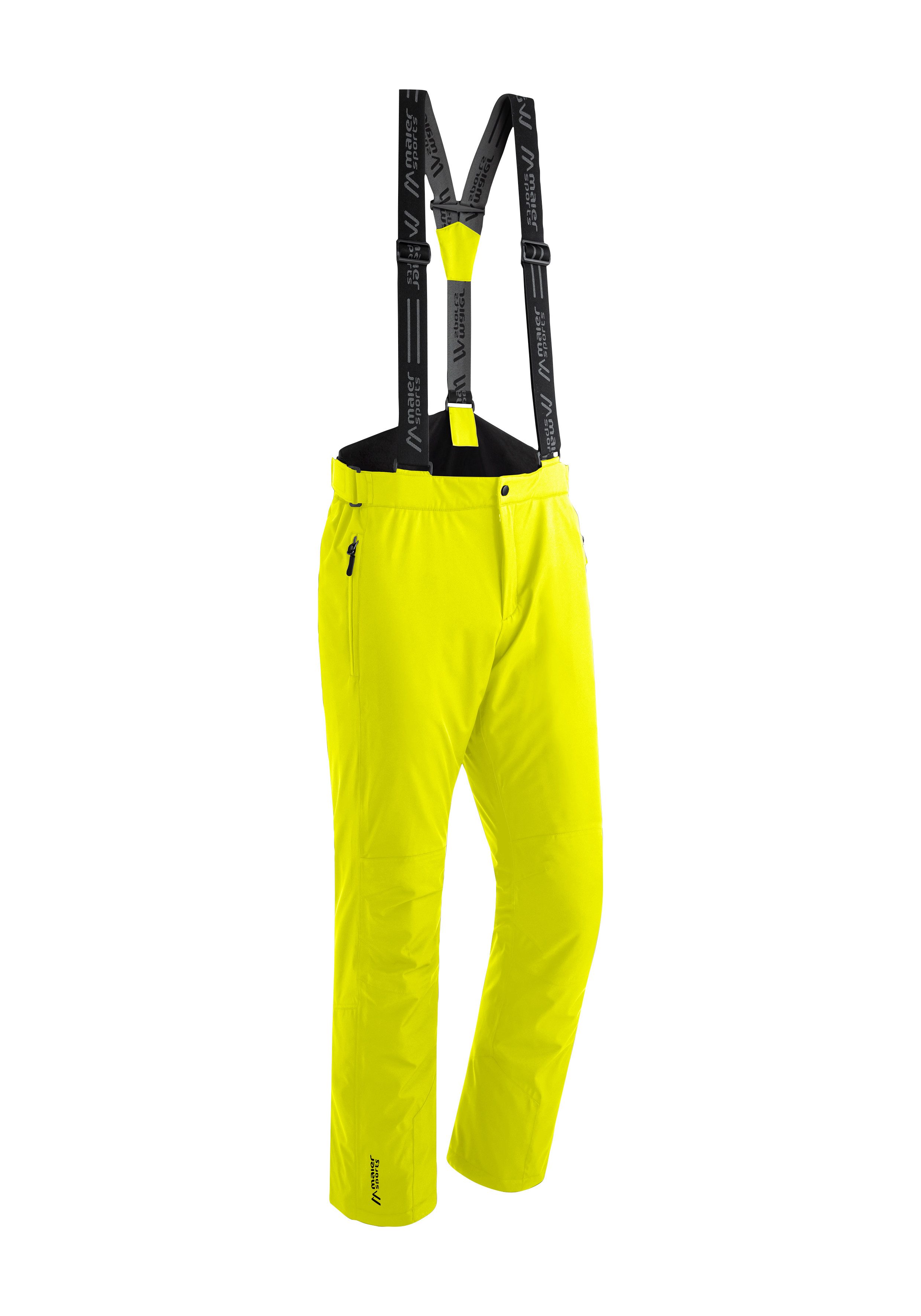 Maier Sports Skibroek Joscha slim Heren sneeuwbroek met bretels, wind/waterdicht, slim fit heren broeken maat 46 geel