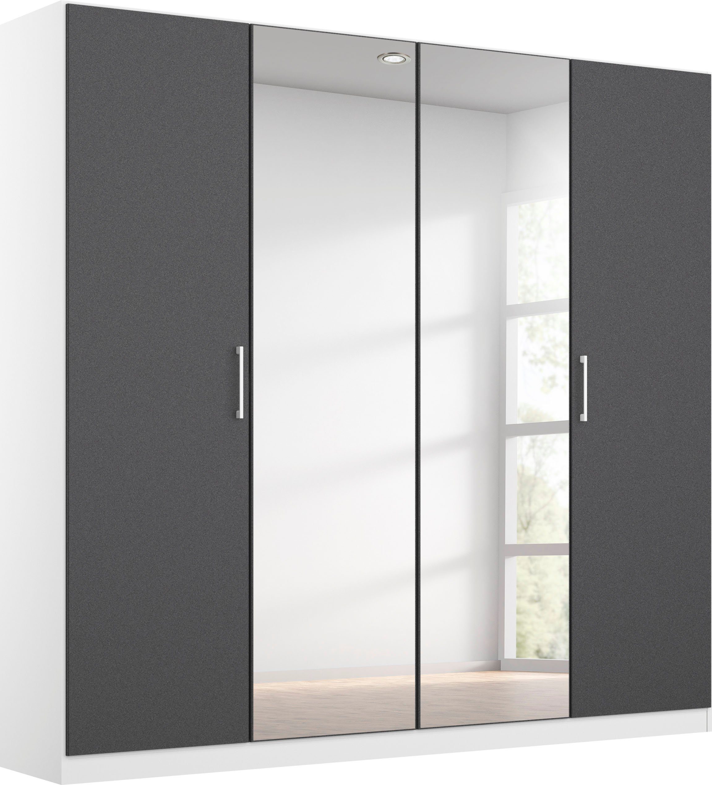 rauch Draaideurkast Kledingkast COSMO met extra legplanken, metalen grepen in wit made in germany kledingkasten maat 181 cm x 197 cm x 54 cm grijs