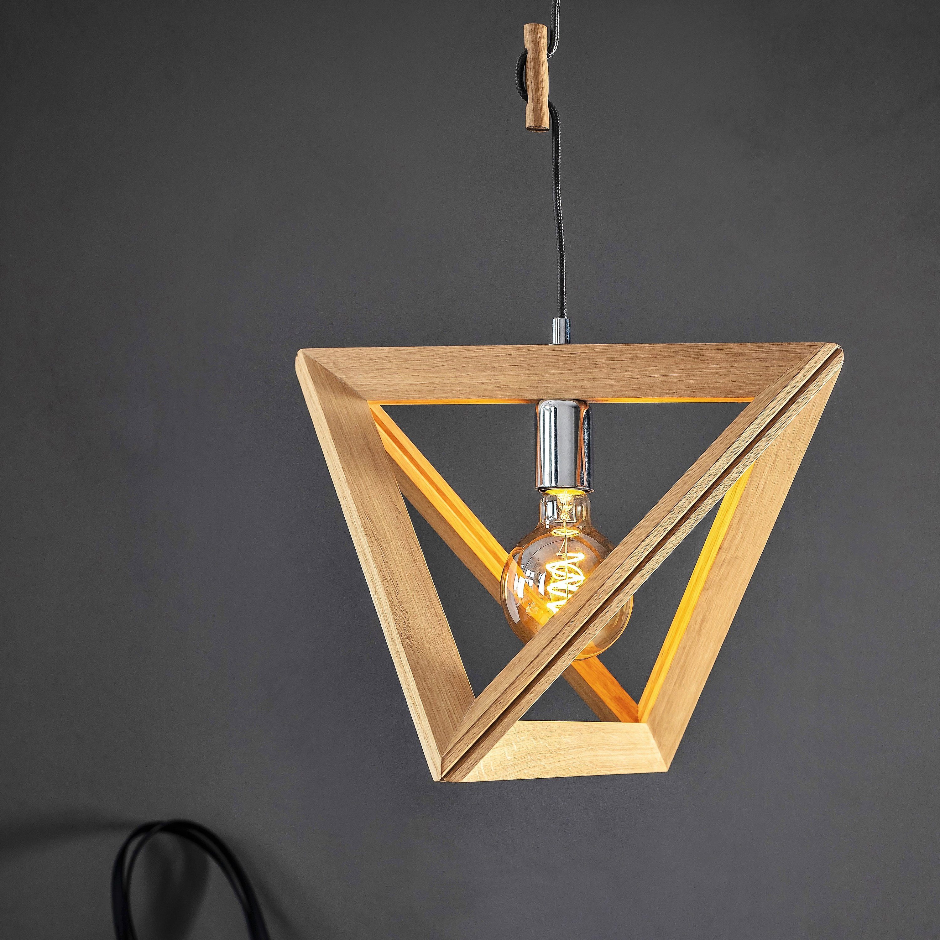 SPOT Light Hanglamp TRIGONON Hanglamp, massief eikenhout, kabel in antraciet, modern design