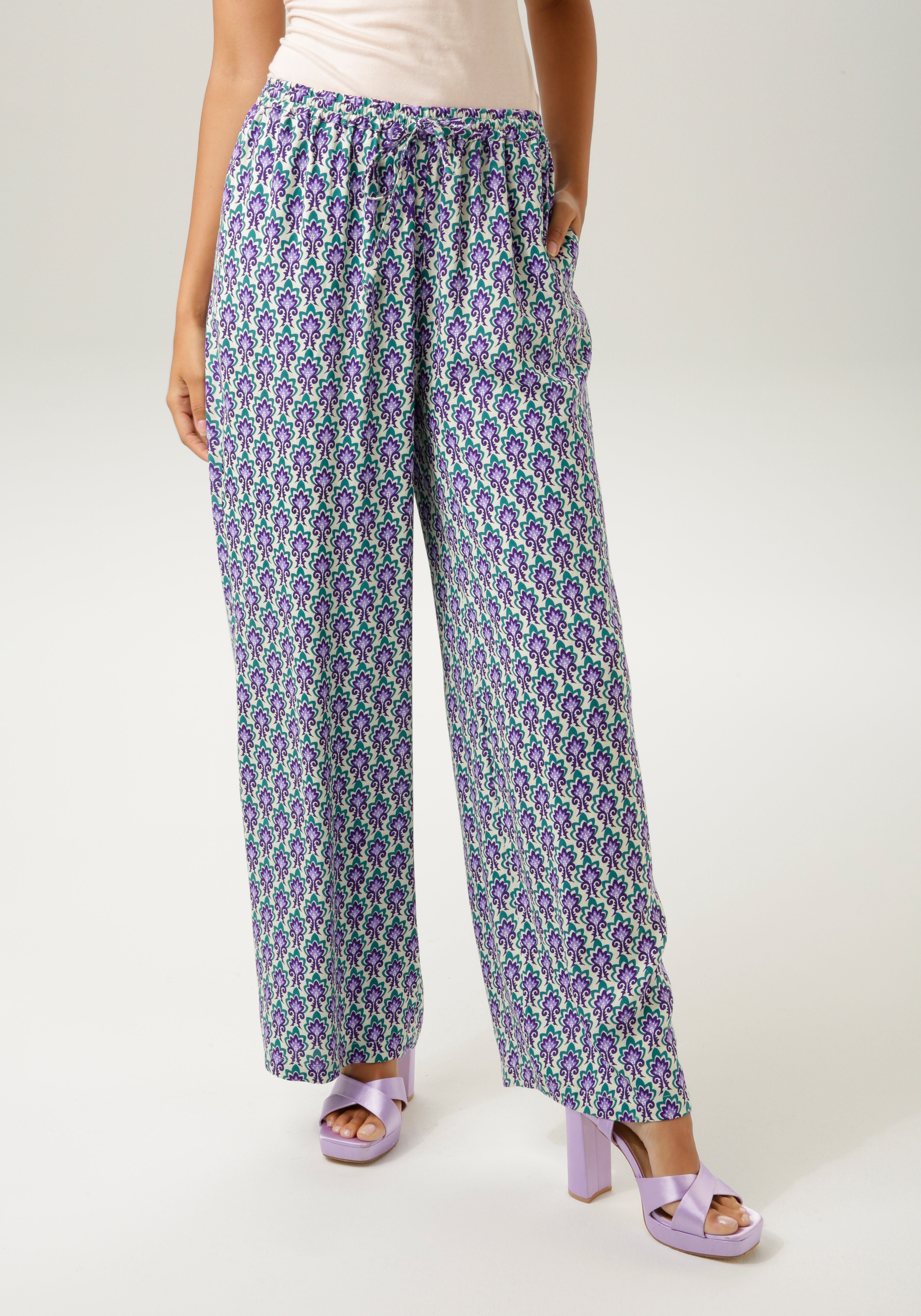 Aniston CASUAL Comfortbroek met kleurharmonieuze print in retro-look