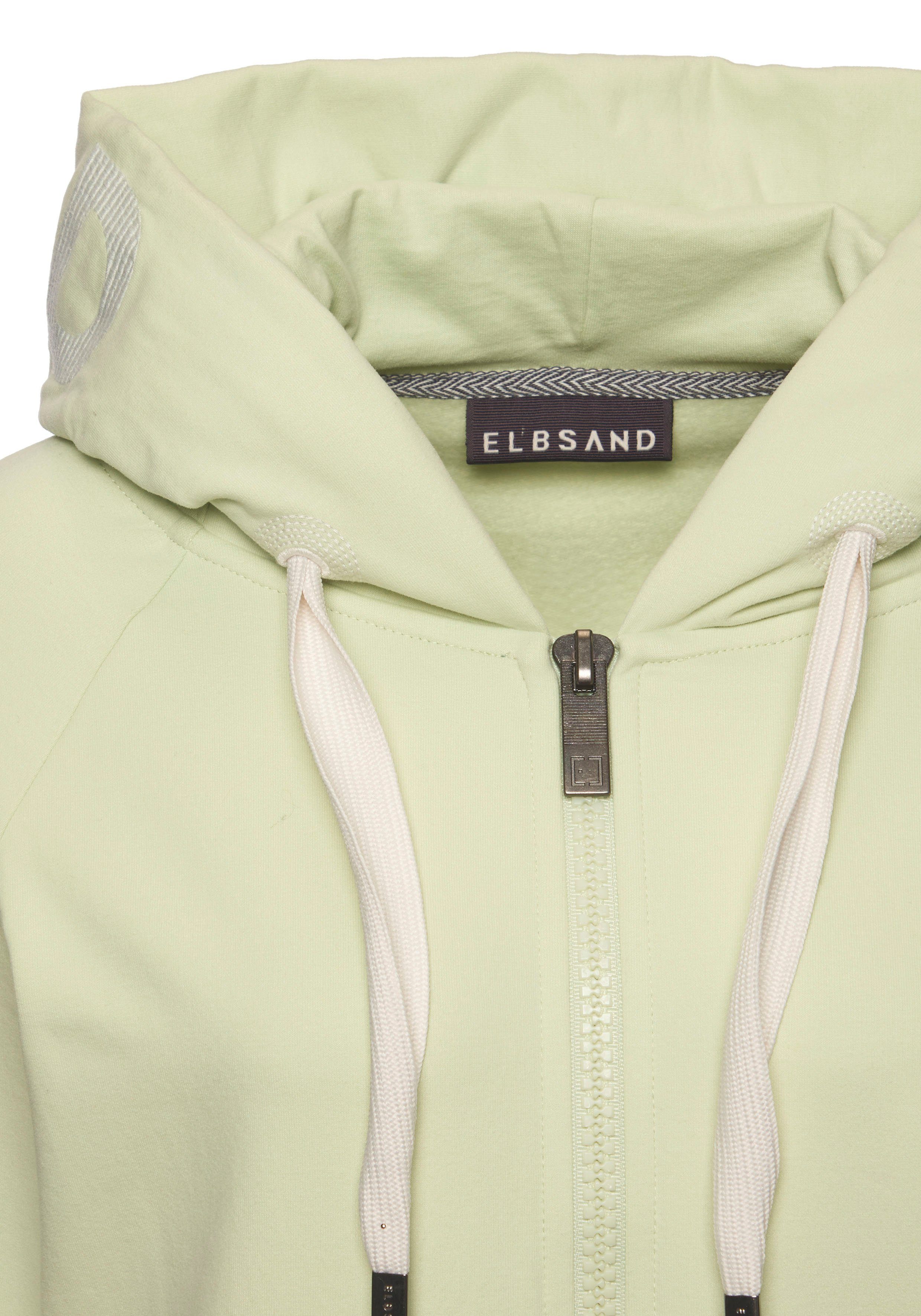 Elbsand Capuchonsweatvest Kelda met logo-stiksel op de capuchon, basic