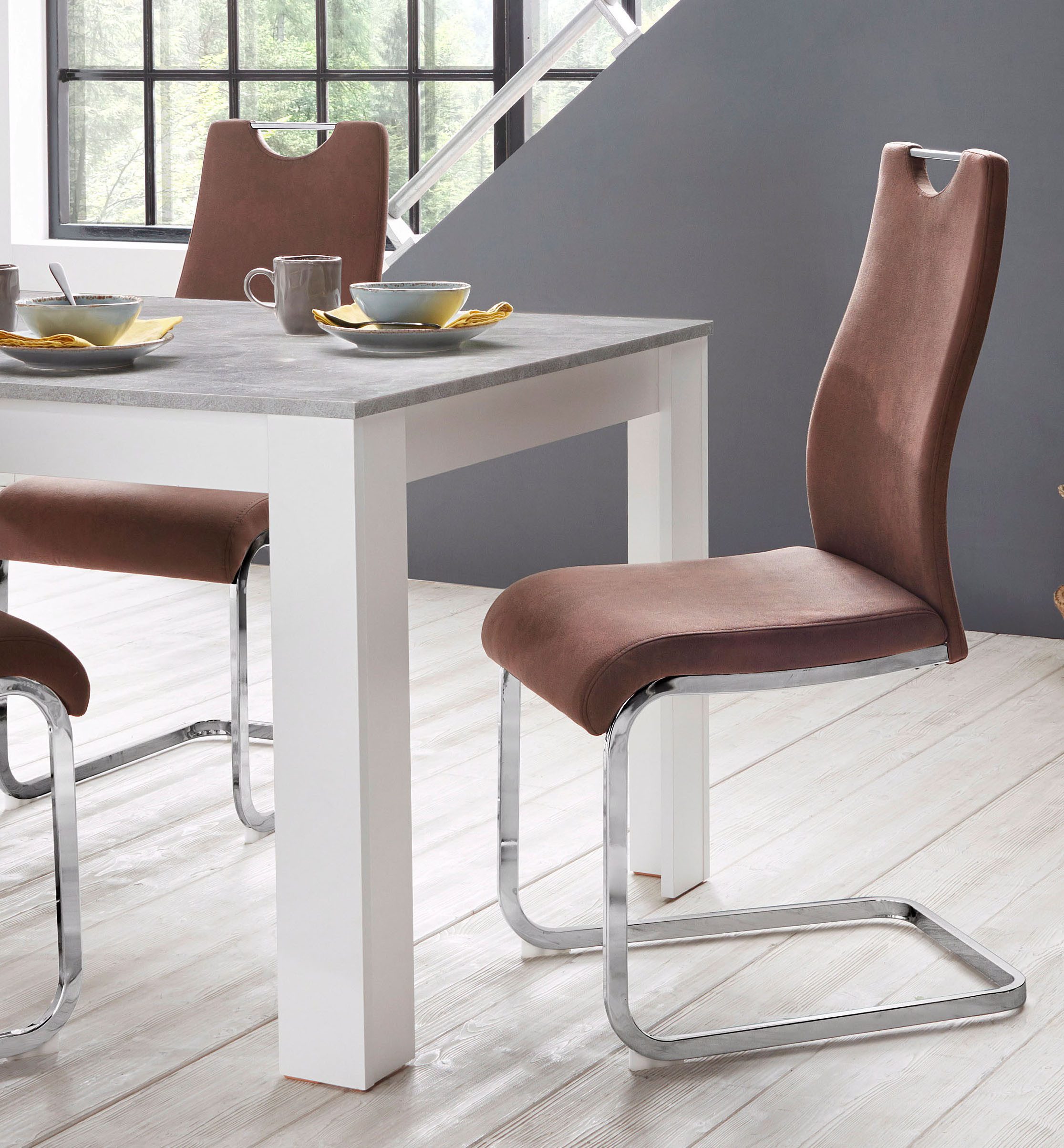 Home affaire Eethoek Milano 4 stoelen en 1 tafel (set, 5-delig)