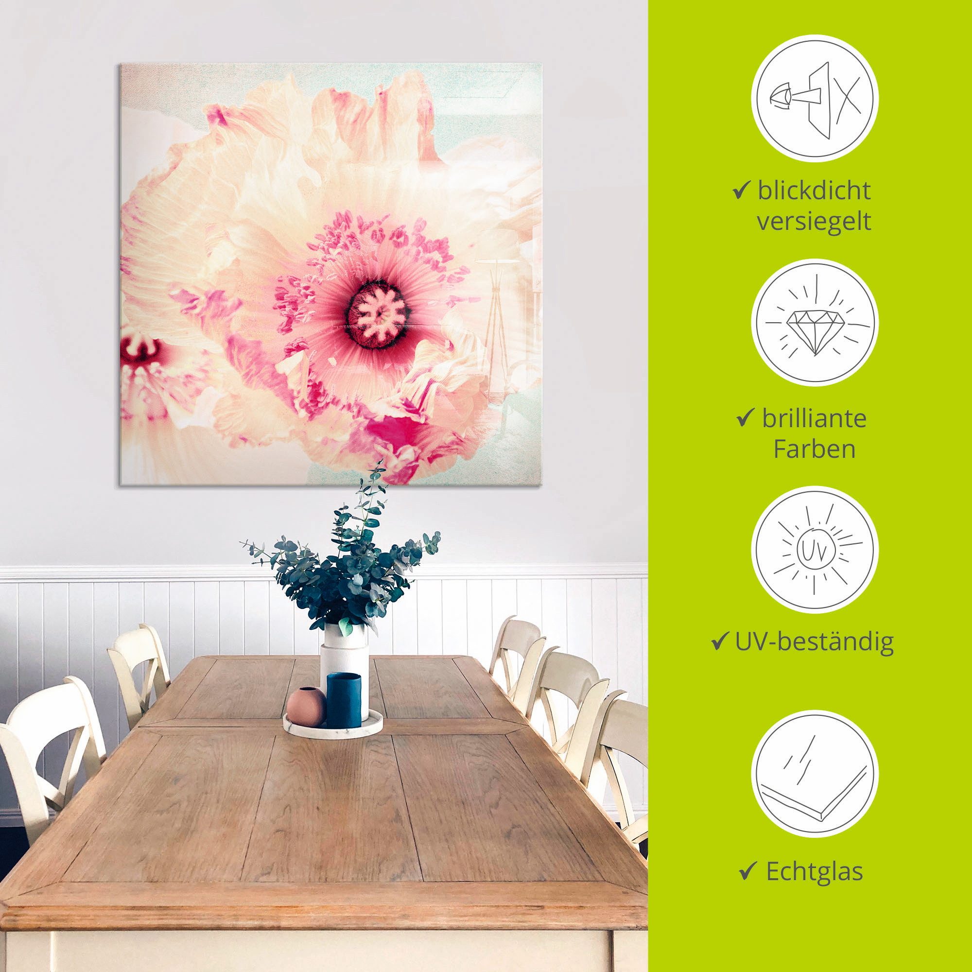 Artland Print op glas Pastel papaver in verschillende maten