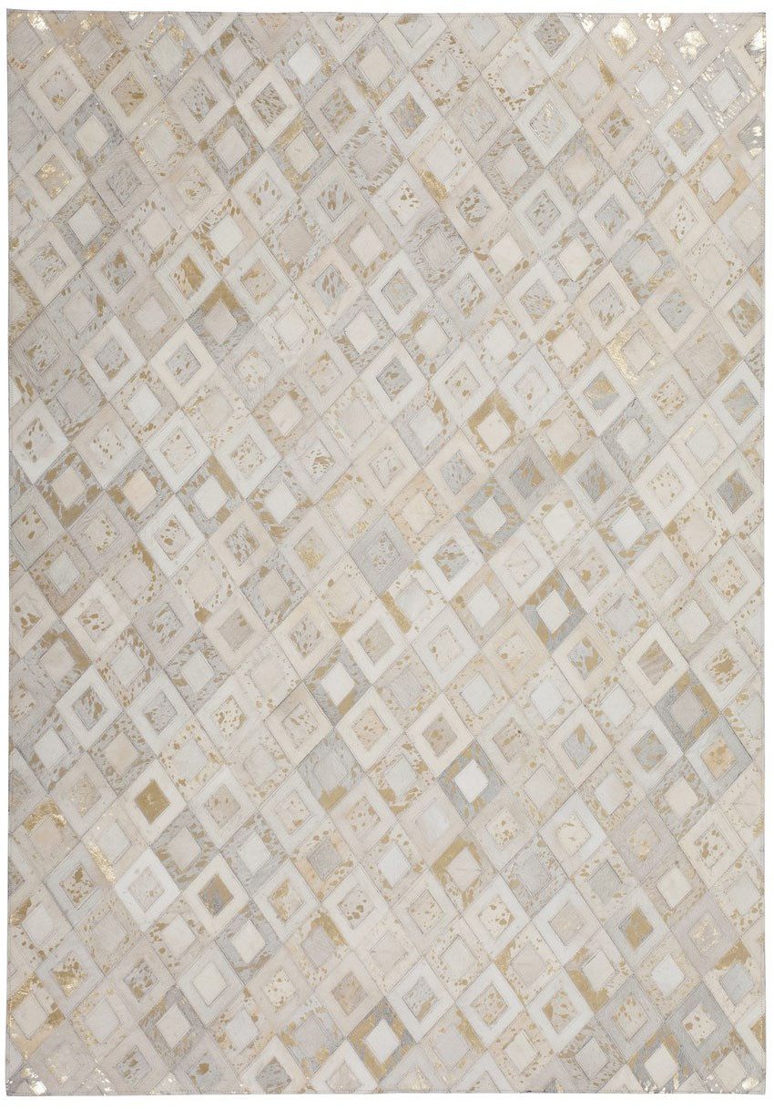 Kayoom Vloerkleed Spark 110 100% leer, metallic effecten, handgenaaid uniek