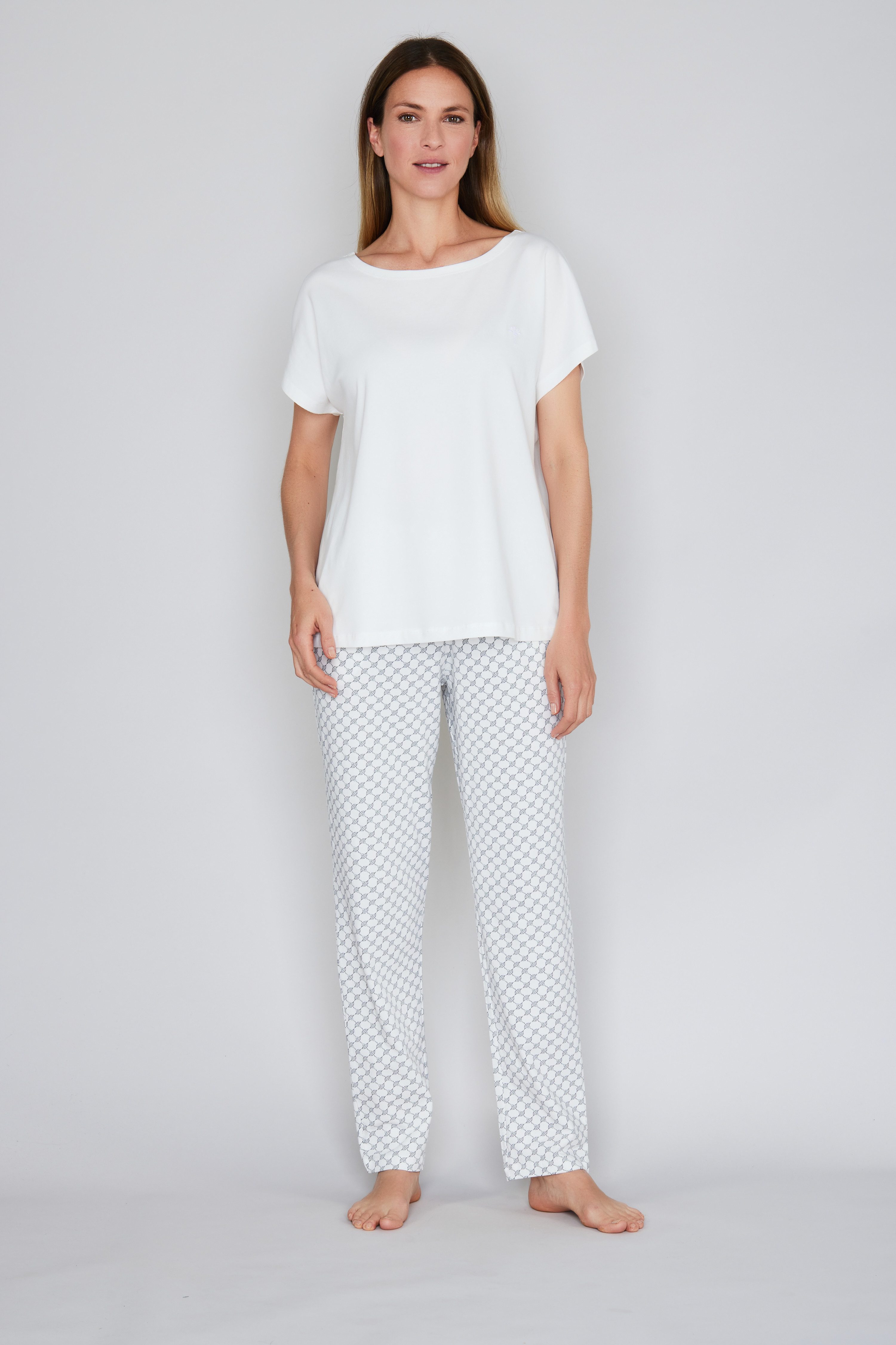 JOOP! Pyjamabroek Cosy met tunnelkoord en strikband, cornflower-allover