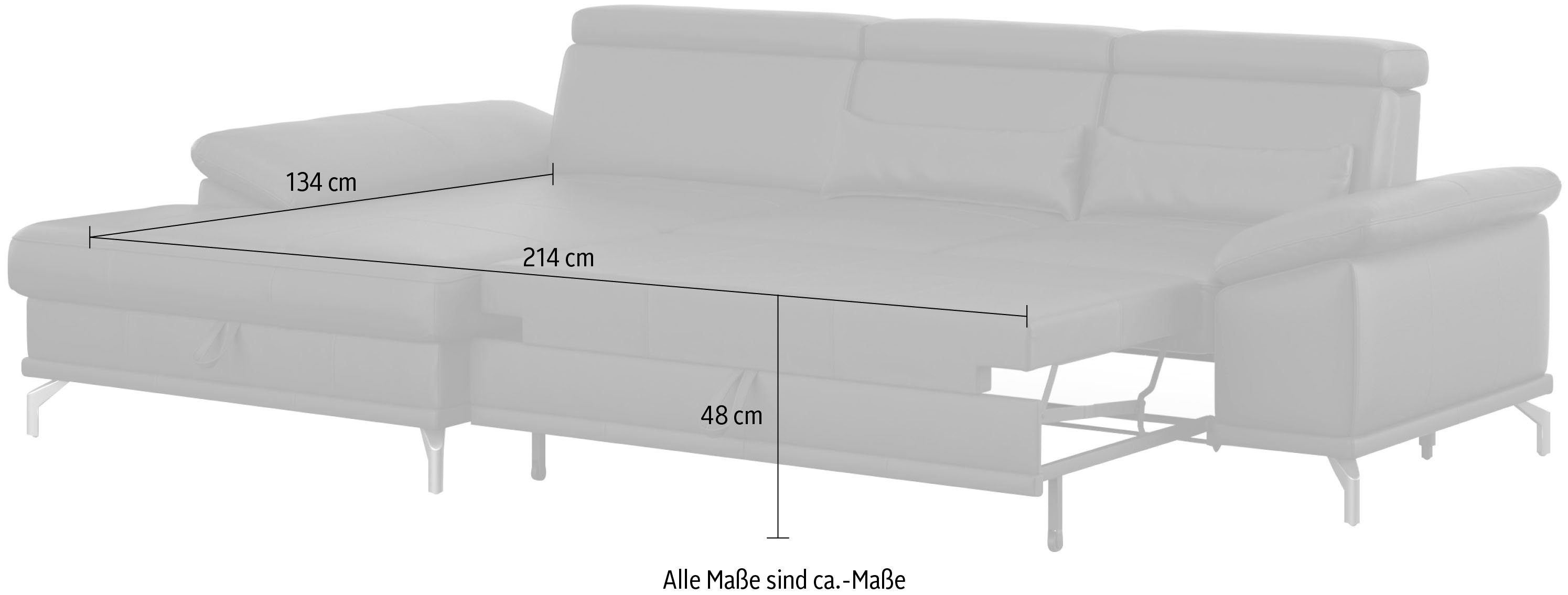 sit&more Hoekbank Cabrio L-vorm, met zitdiepteverstelling, arm- en hoofdsteunverstelling
