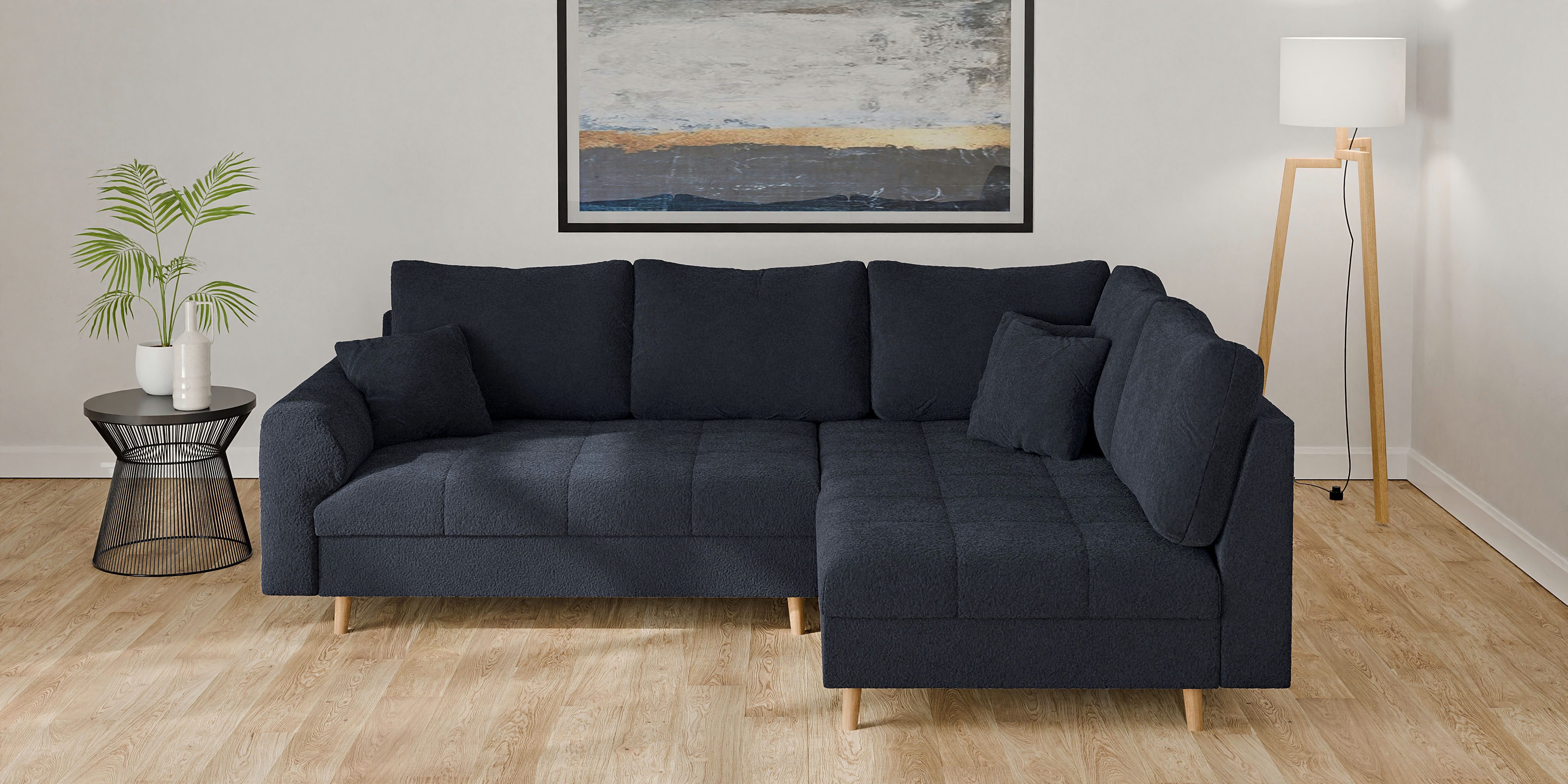 Home affaire Hoekbank CHARRE L-vorm met ottomane, afmetingen B/D/H: 231/161/81 cm fijne stiksels, losse rug- en sierkussens, ook in cord en bouclé