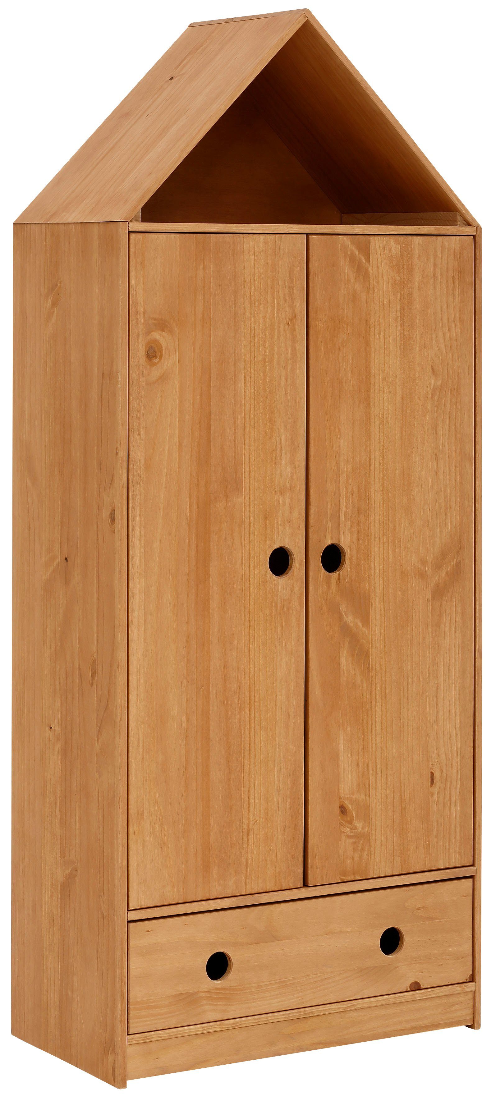 Lüttenhütt Kledingkast Alpi Grenenhout, met planken en garderobestang, hoogte 180 cm kledingkasten beige
