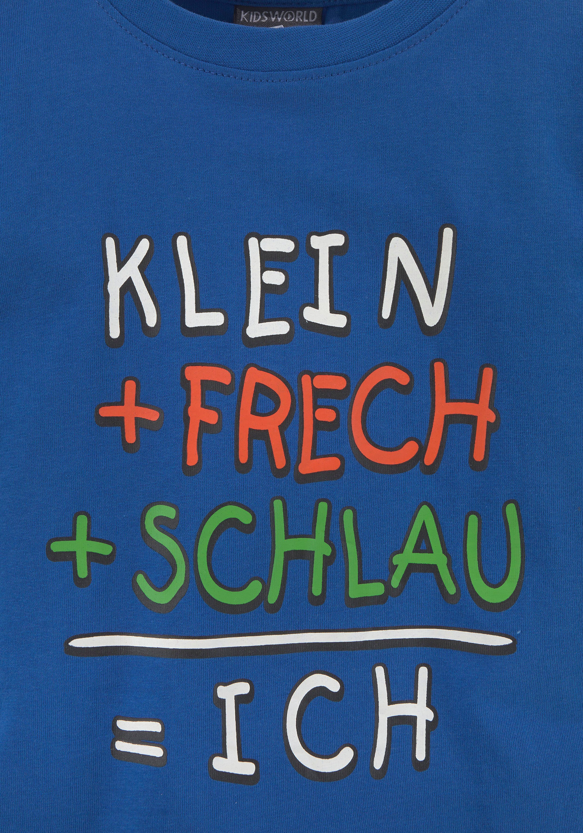 KIDSWORLD T-shirt KLEIN+FRECH+SCHLAU... Korte mouwen, basic pasvorm, bedrukt, ronde hals