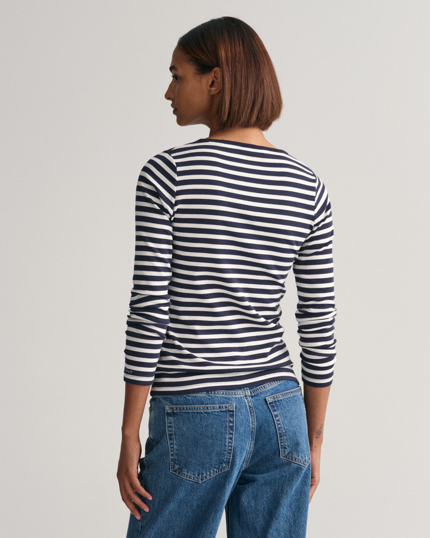 Gant Shirt met lange mouwen SLIM STRIPED 1X1 RIBBED LS T-SHIRT