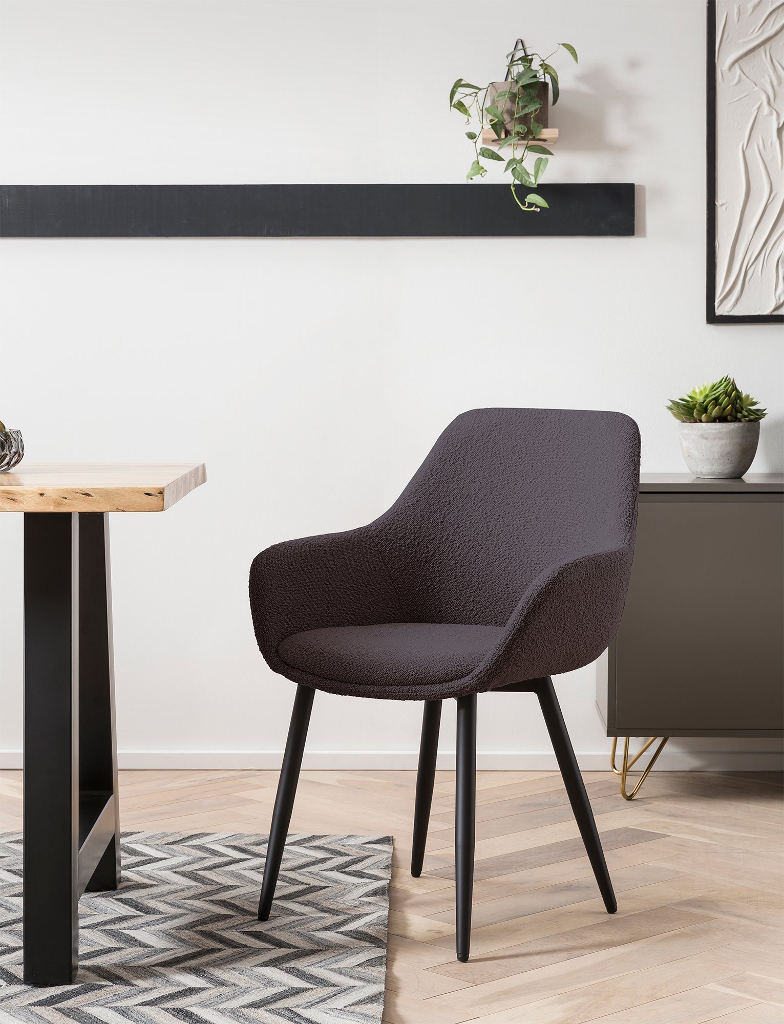 SalesFever Stoel met armleuningen moderne bouclébekleding (set, 2 stuks)