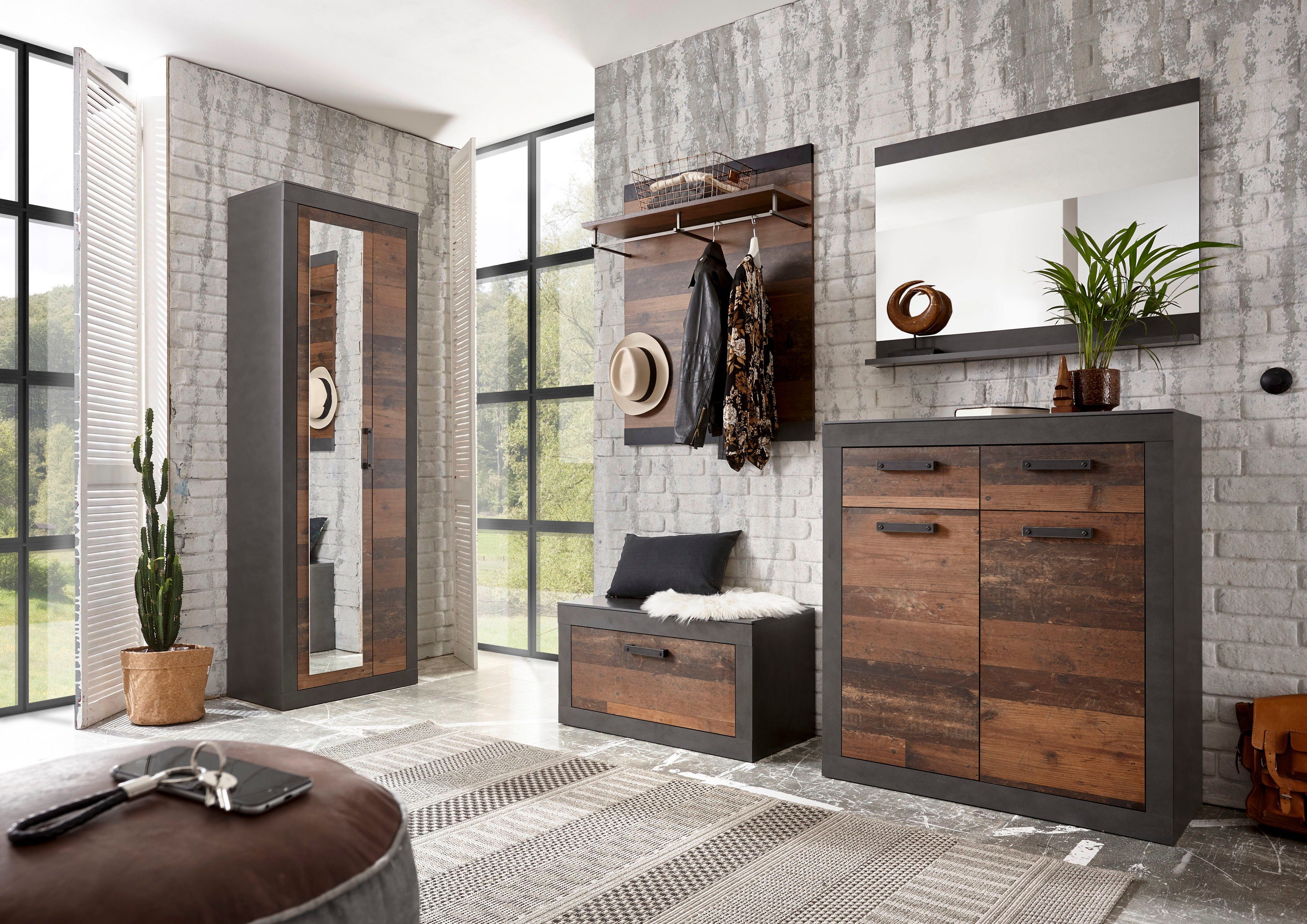 Home affaire Halmeubelset Brooklyn in een decoratieve frame-look (complete set, 5-delig)