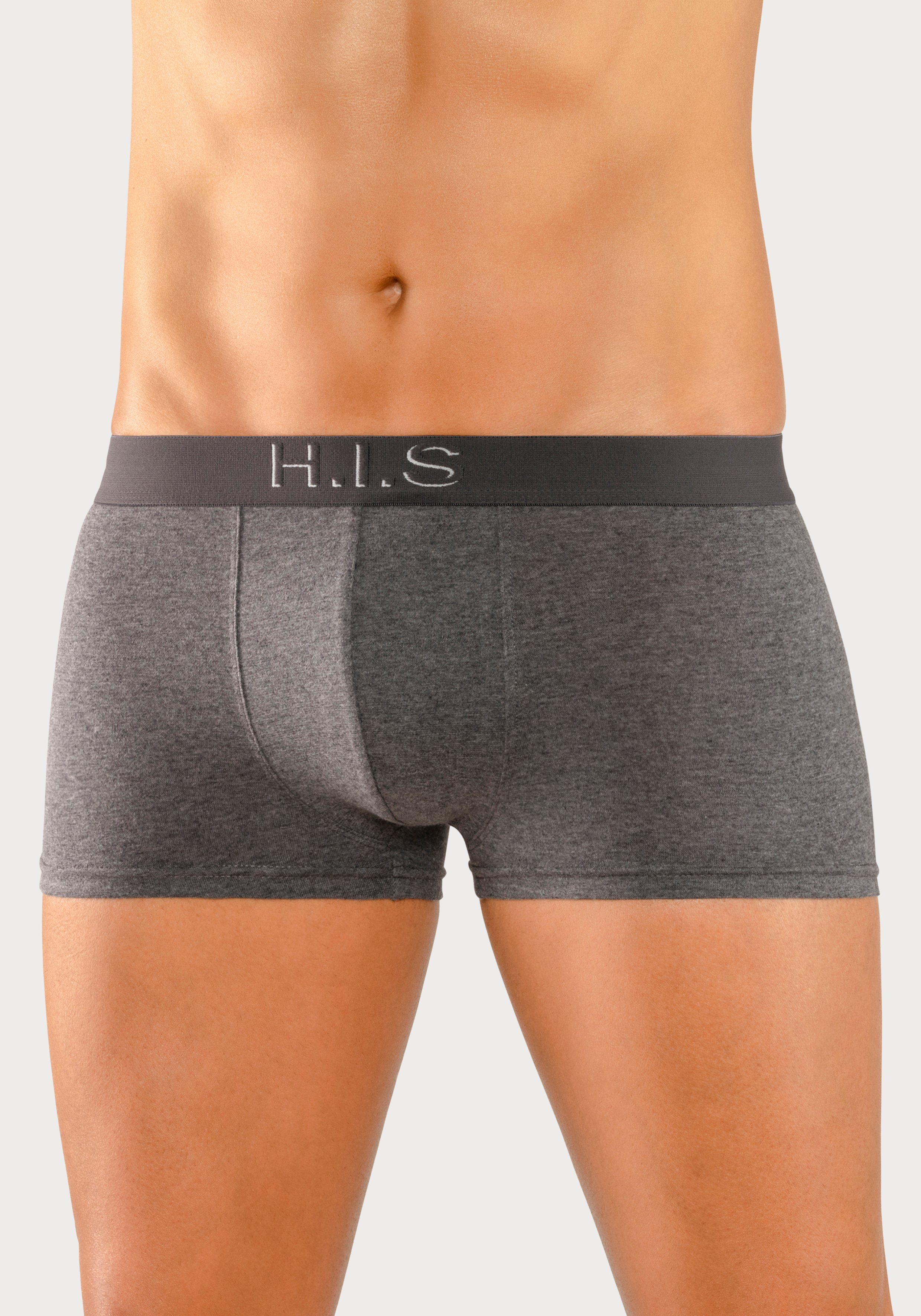 H.I.S Hipster strak zittende boxershorts aan de webband met logo-opdruk met 3d-effect (set, 5 stuks)