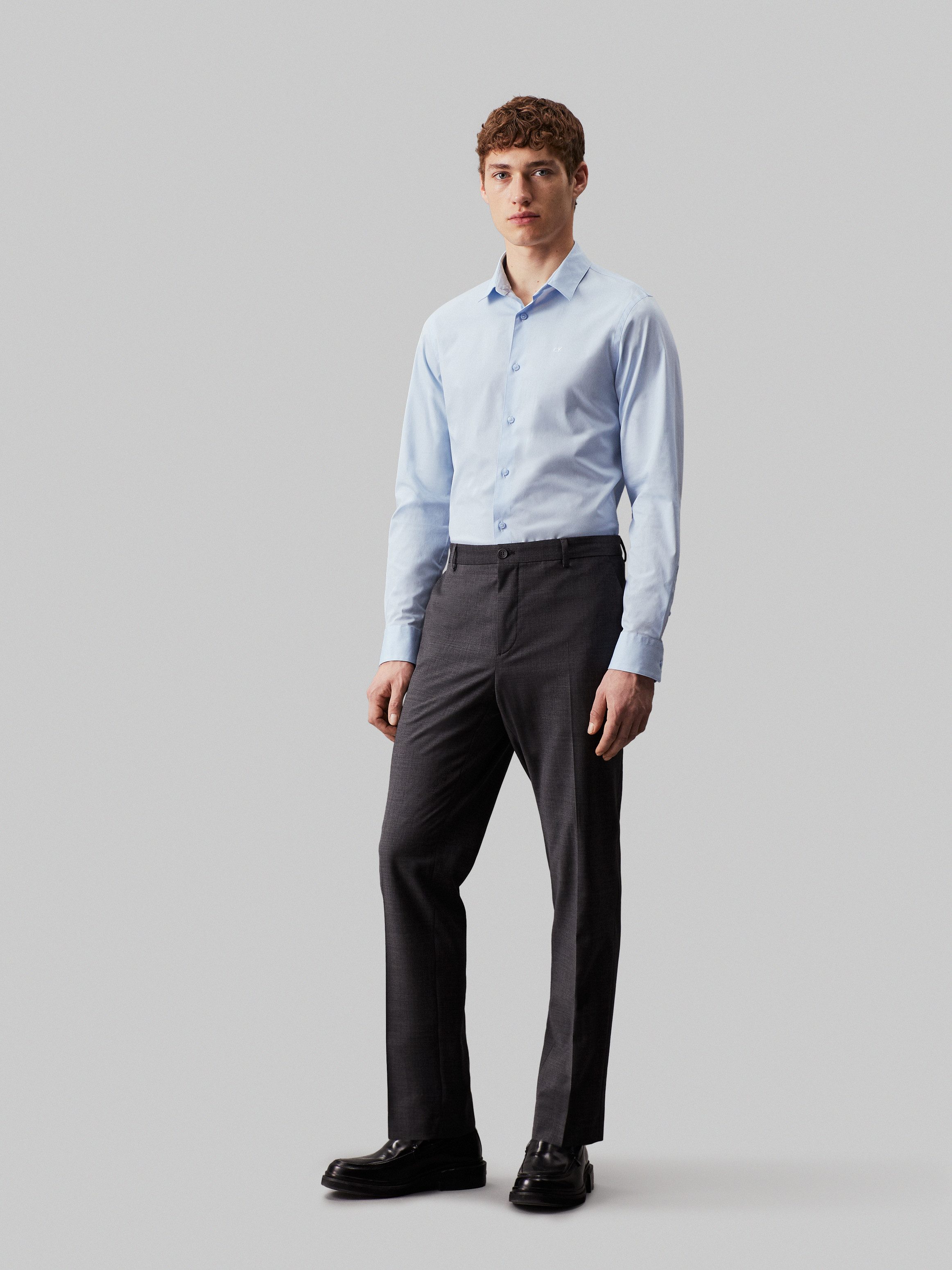 Calvin Klein Businessoverhemd STRETCH POPLIN SLIM SHIRT met calvin klein-logo op de borst