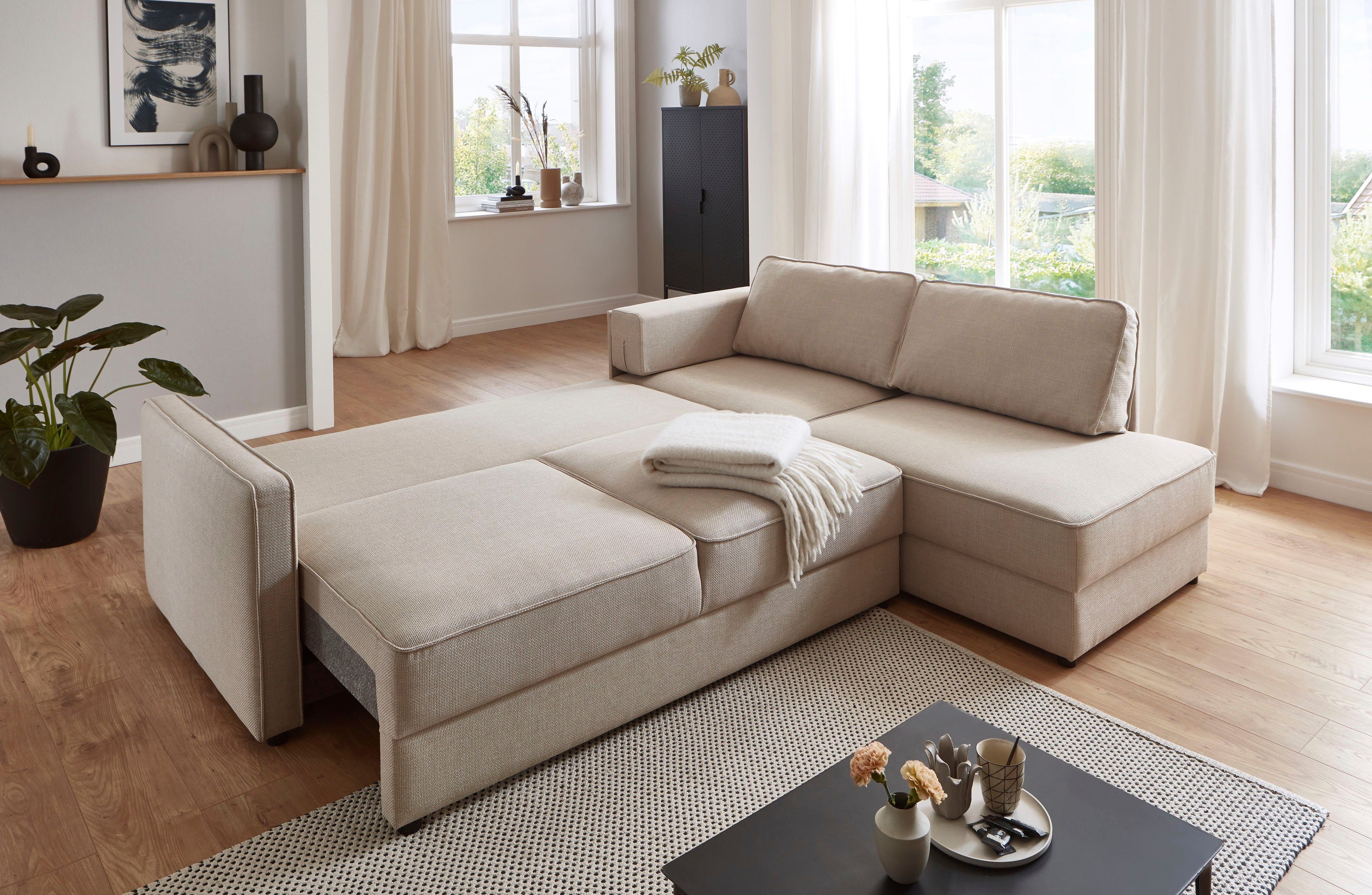 ATLANTIC home collection Slaapbank Chill Hoekbank met slaapfunctie en bedlade