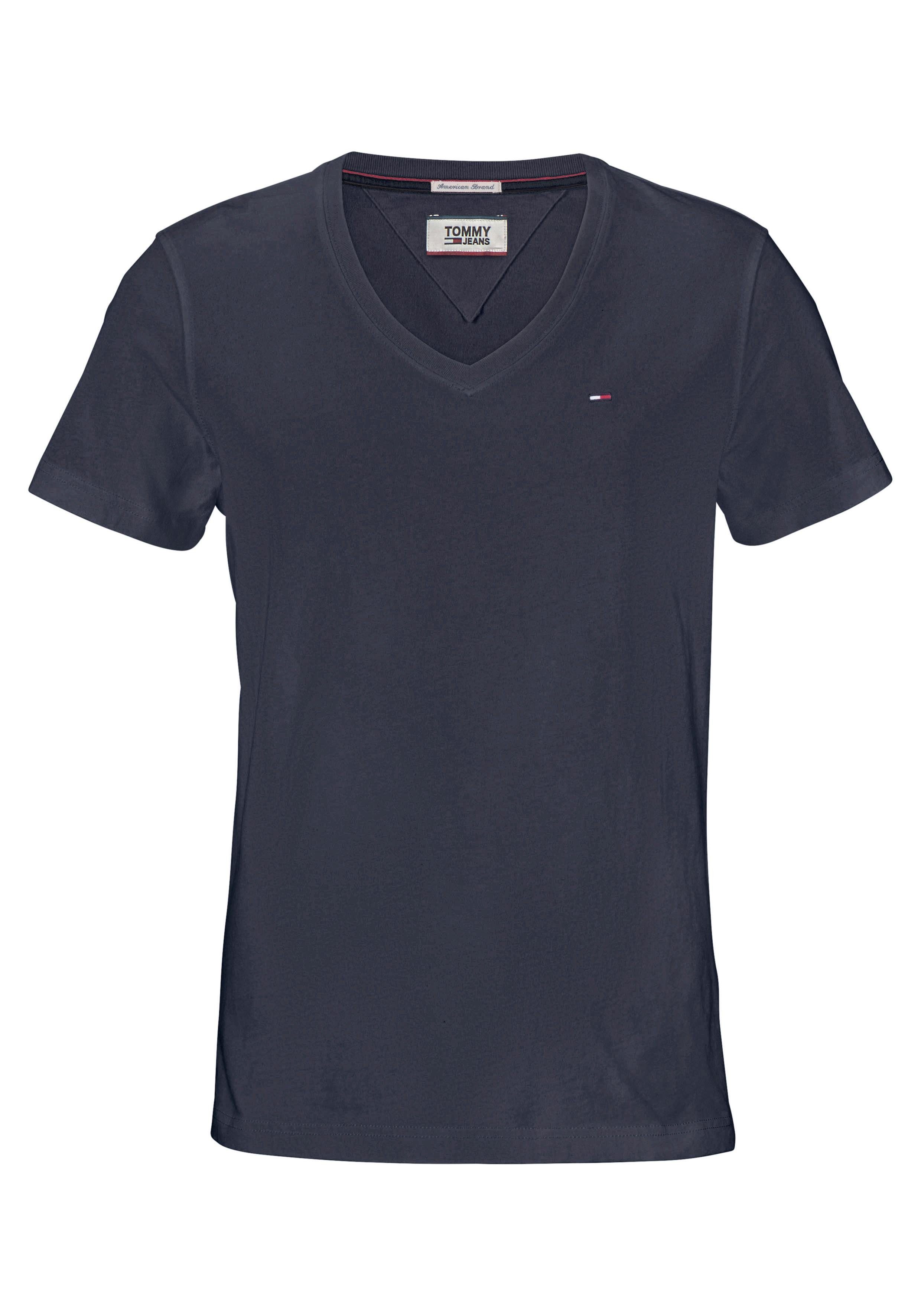 TOMMY JEANS T-shirt TJM ORIGINAL JERSEY V NECK TEE met v-hals en subtiele logo-vlag