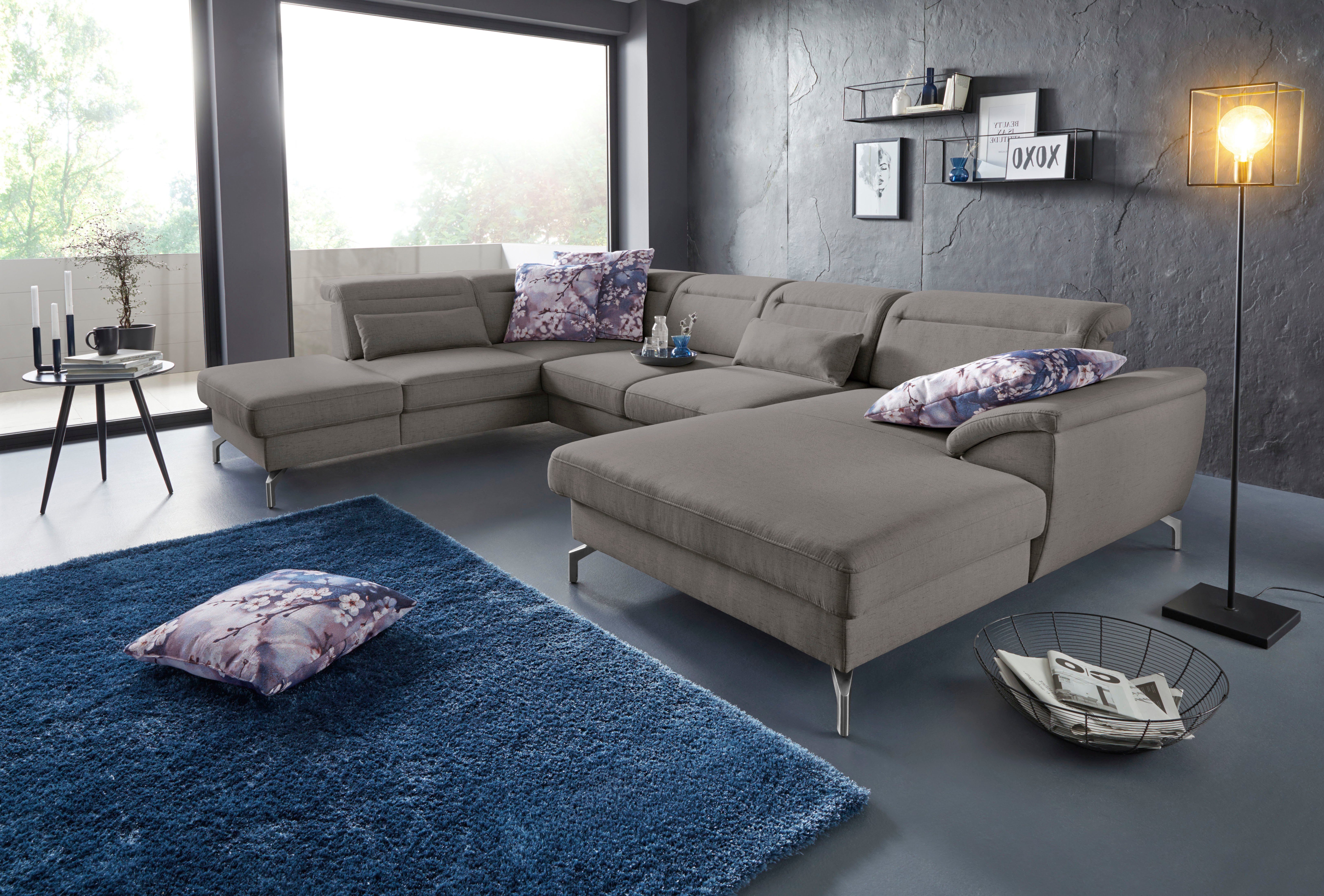 sit&more Zithoek Percy U-vorm 15 cm poothoogte, zitdiepteverstelling, naar keuze in 2 pootkleuren
