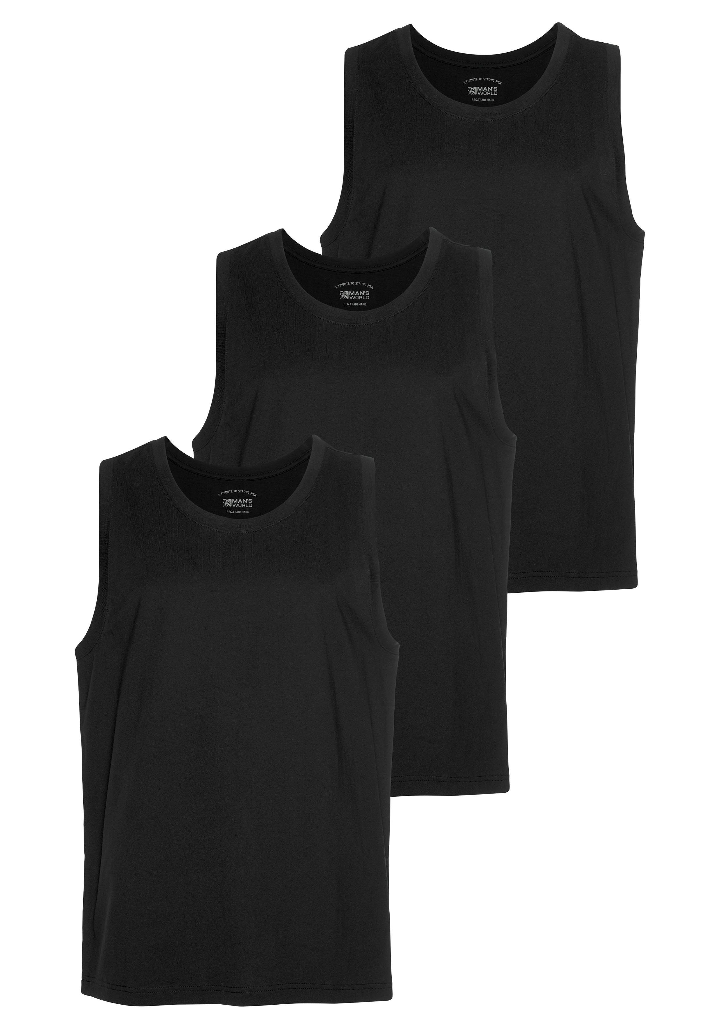 Man's World Muscle-shirt slank gesneden, ronde hals, van 100% katoen (3-delig, Set van 3)