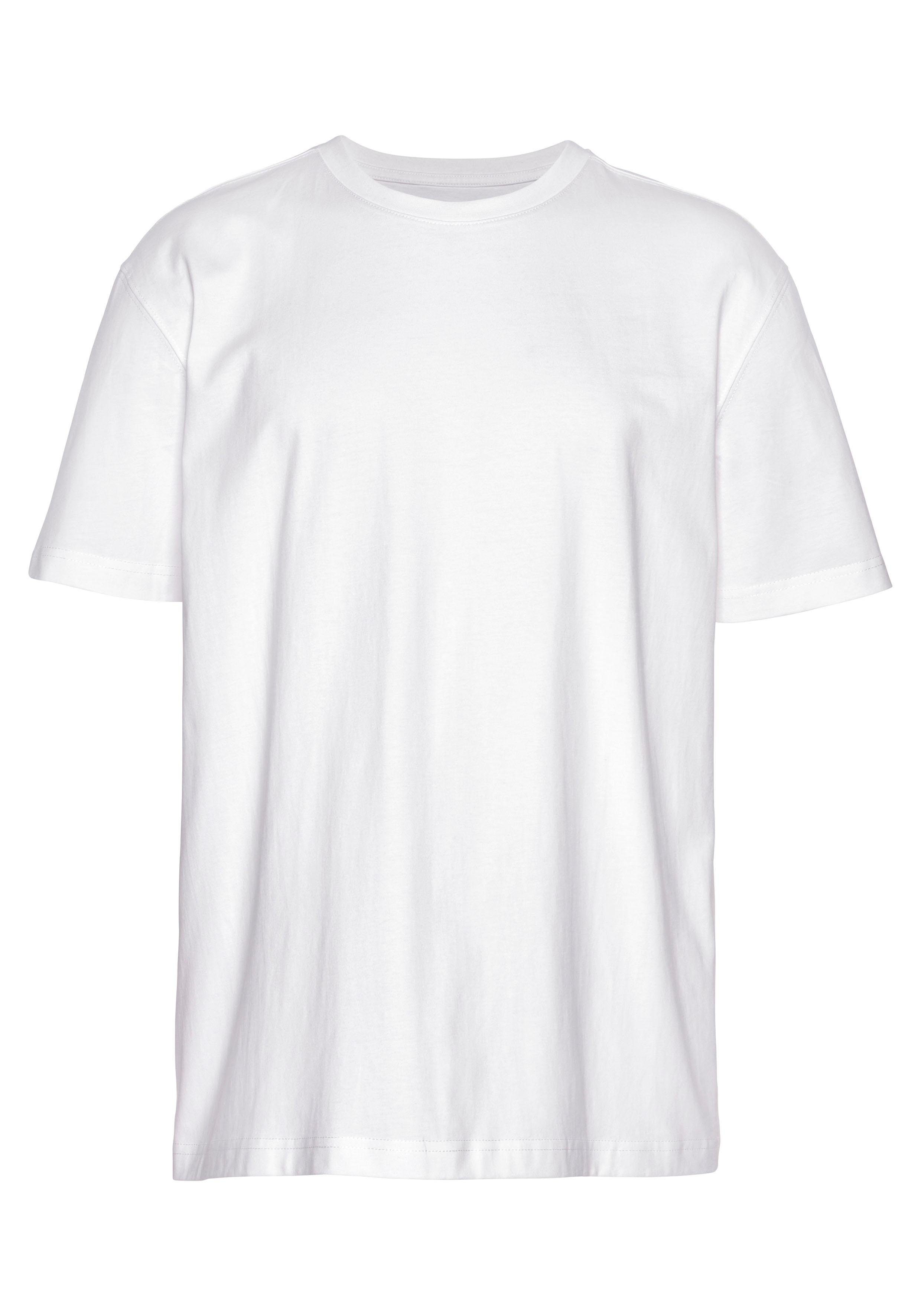 Man's World Shirt met ronde hals Korte mouwen, regular fit, effen, ronde hals, van katoen (5-delig, Set van 5)