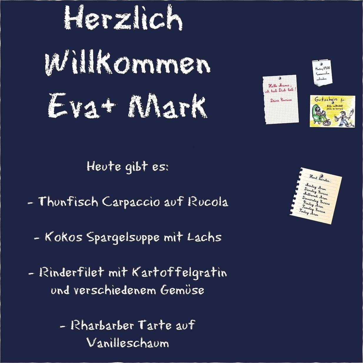 queence Memobord Zwart 50x50 cm wanddecoratie blauw