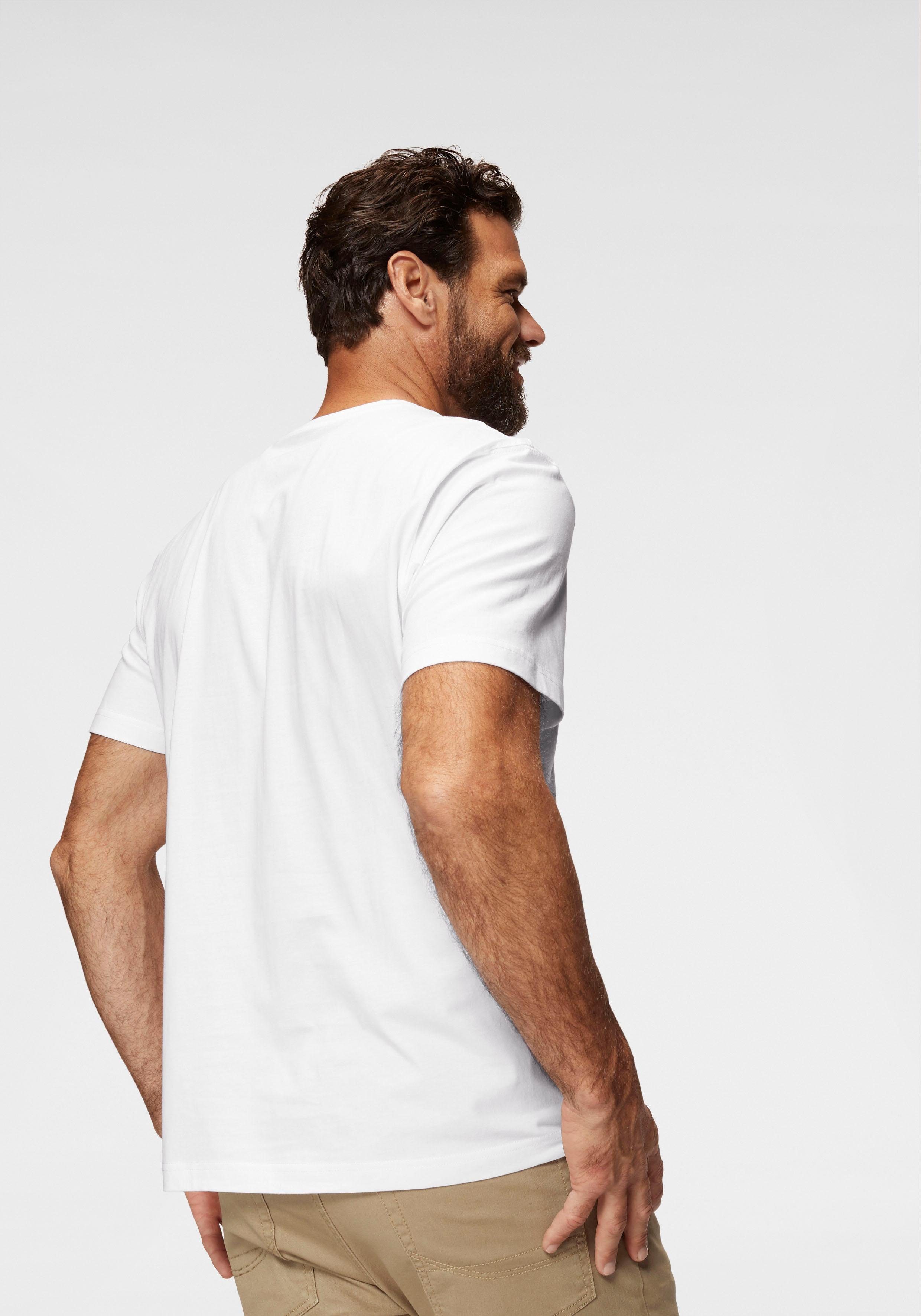 Man's World Shirt met ronde hals Korte mouwen, regular fit, effen, ronde hals, van katoen (5-delig, Set van 5)