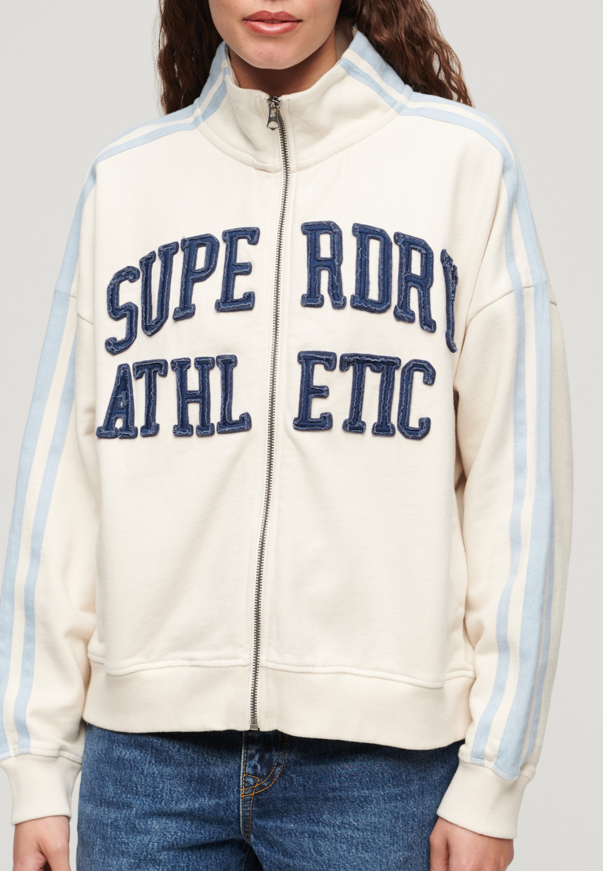 Superdry Sweatvest ATHLETIC APPLQ LOOSE ZIP TRACK met hoogwaardige applicatie aan de voorkant