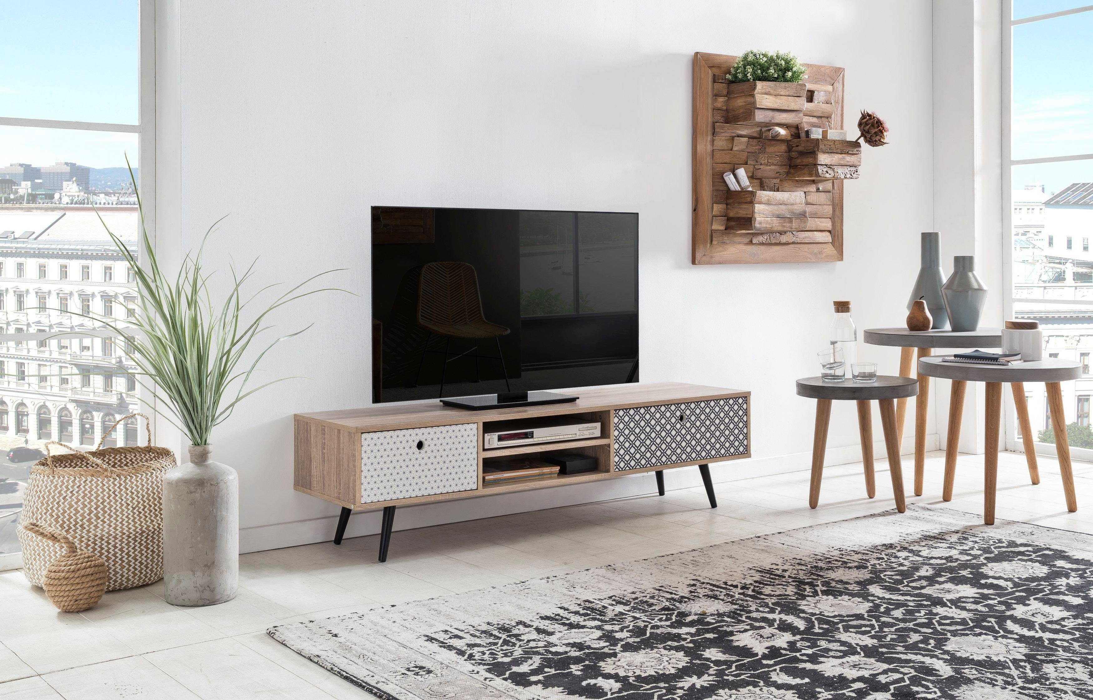 SIT Tv-meubel Mailbox met decor-oppervlakken in scandi look, shabby chic, vintage lowboards maat 150x39x40 cm multicolor