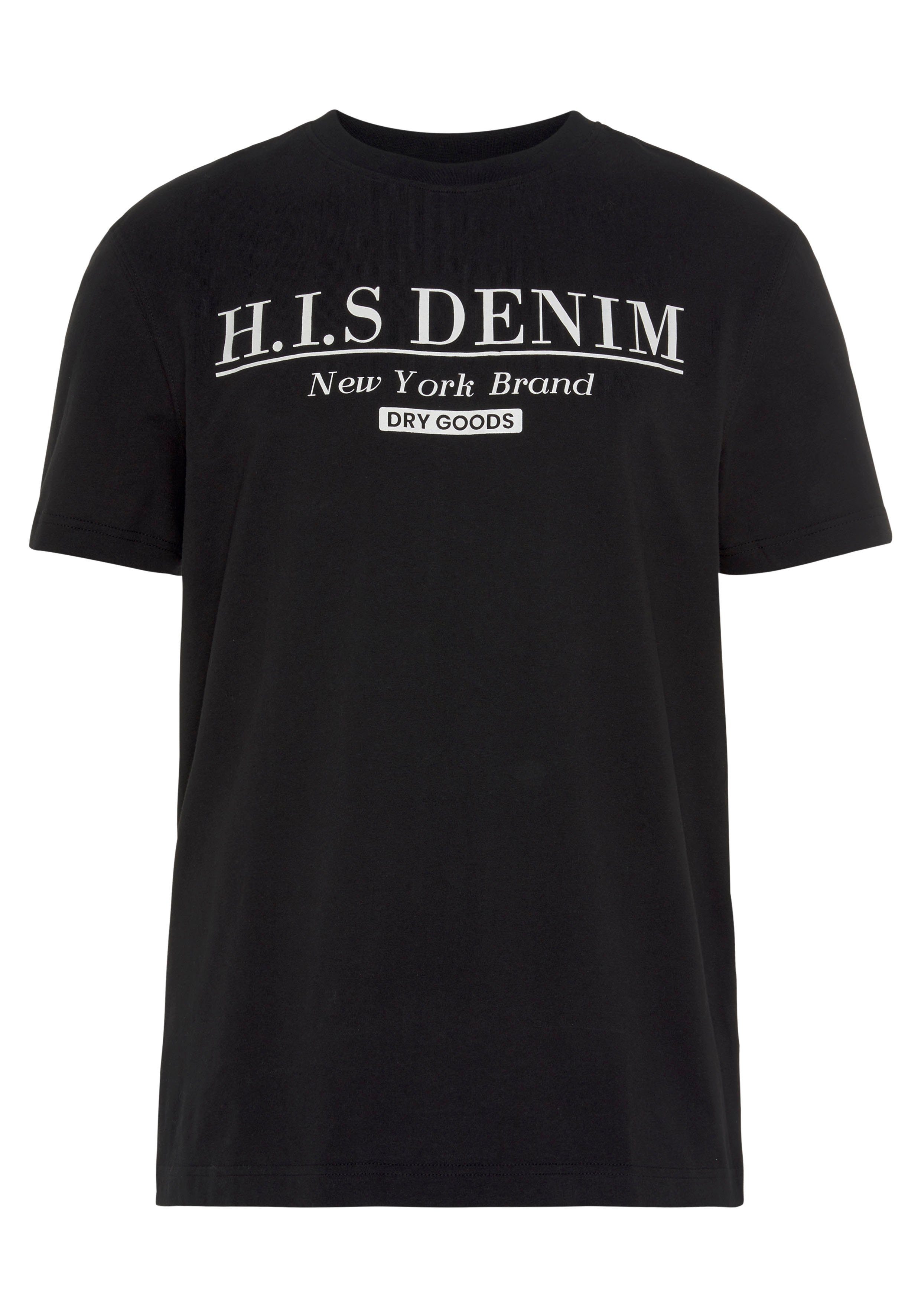 H.I.S T-shirt smalle pasvorm, bedrukt ontwerp, ronde hals