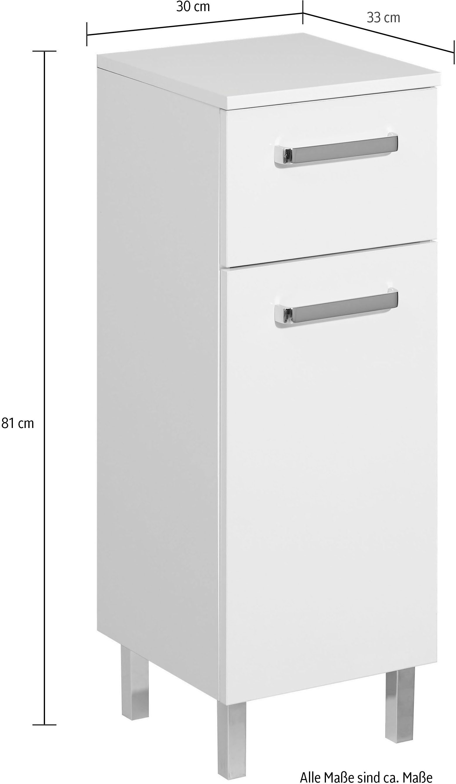 Saphir Badmeubelset Quickset 312 5-delig, keramieken wastafelonderkast en led-spiegelkast (set, 5 stuks)