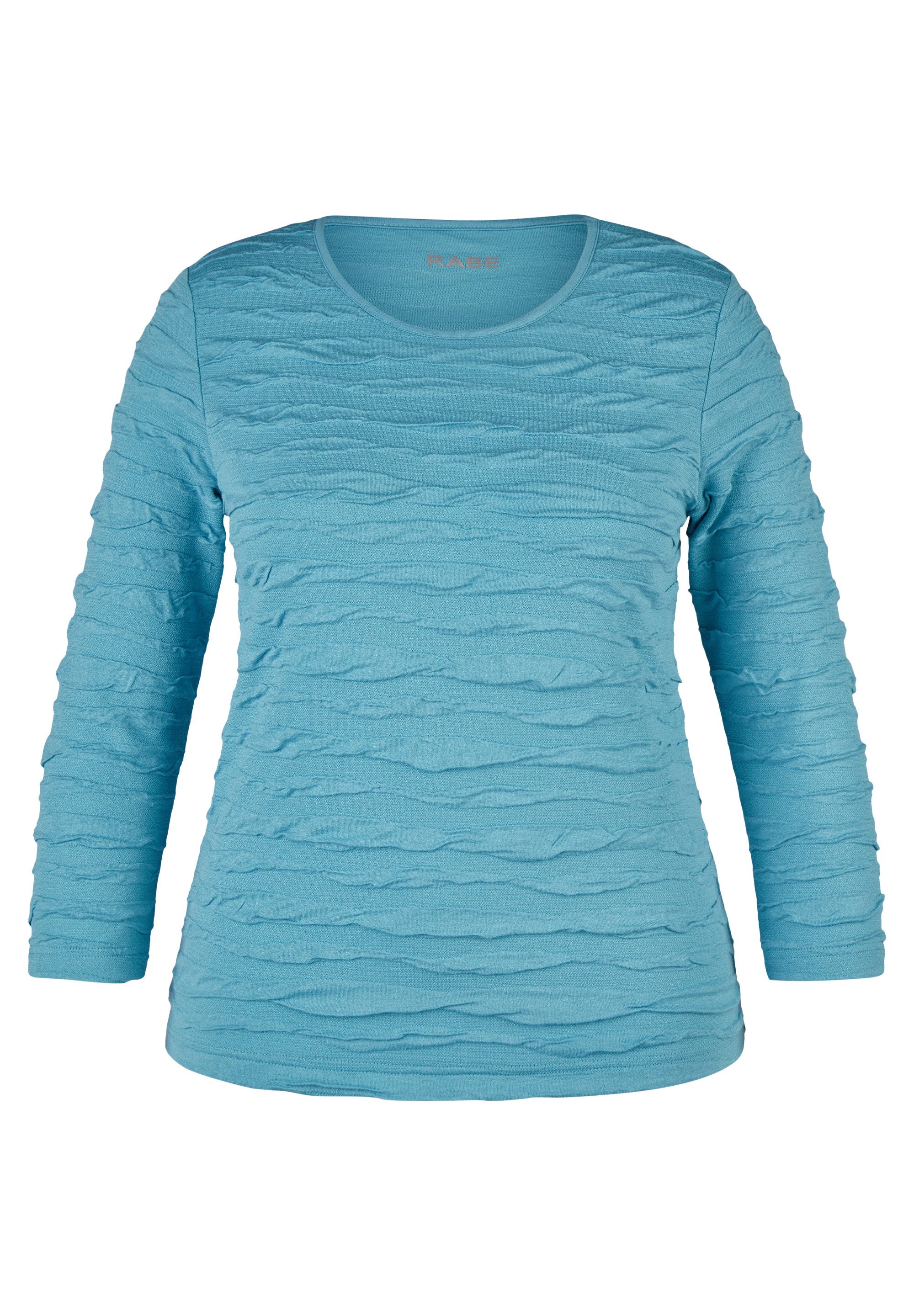 Rabe Shirt met 3/4 mouwen met golvenstructuur - crinkle