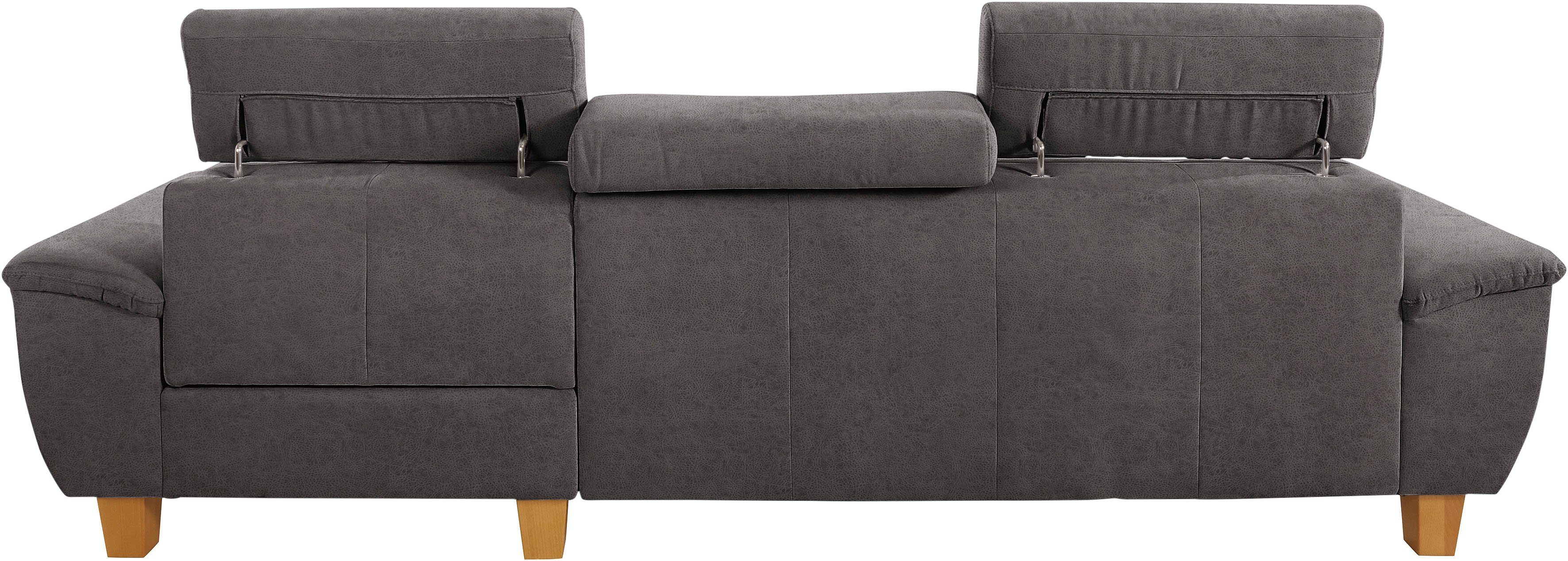 exxpo - sofa fashion Hoekbank Enya, uitgebreide afwerking, hoog zitcomfort, comfortabel, L-vorm inclusief verstelbare hoofdsteun, naar keuze met slaapfunctie en bedkist