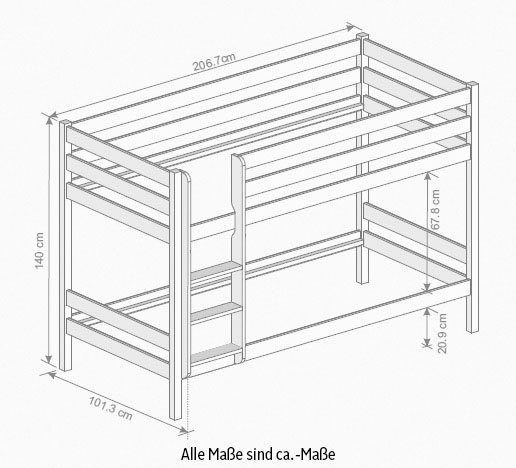 Relita Stapelbed Lupo gemaakt van massief beuken, in verschillende versies