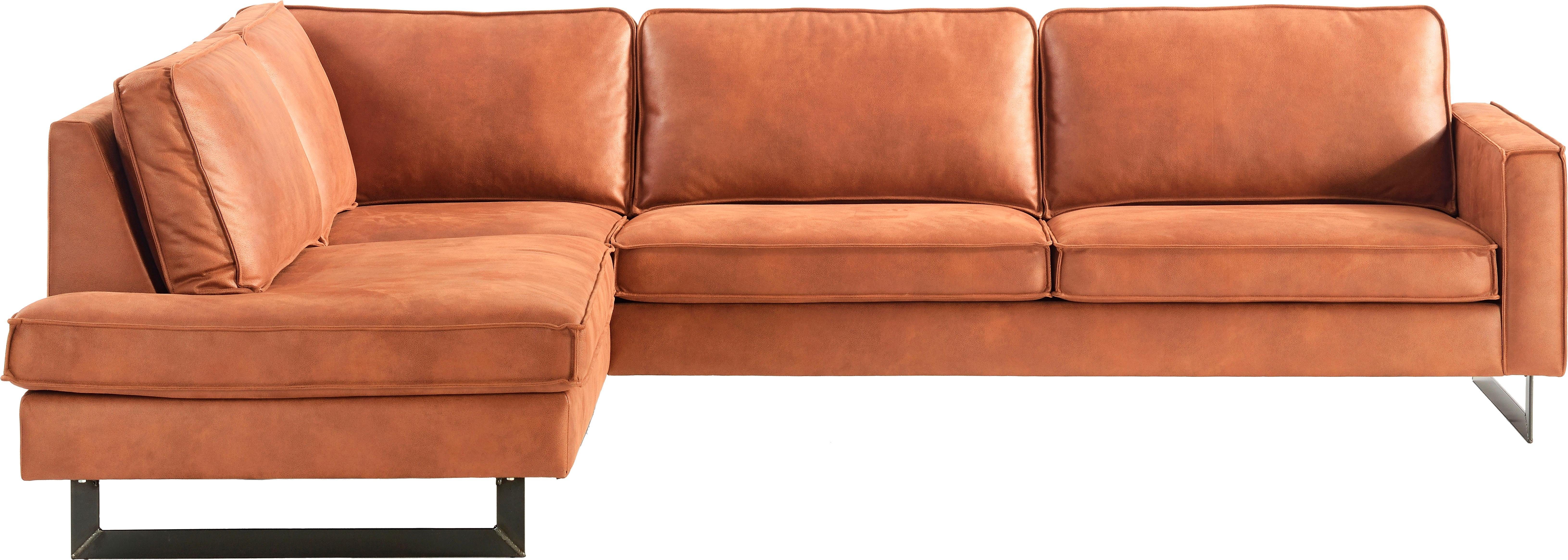 Places of Style Hoekbank Pinto, 290 cm, cord, chenille, leerlook, ottomane links/rechts