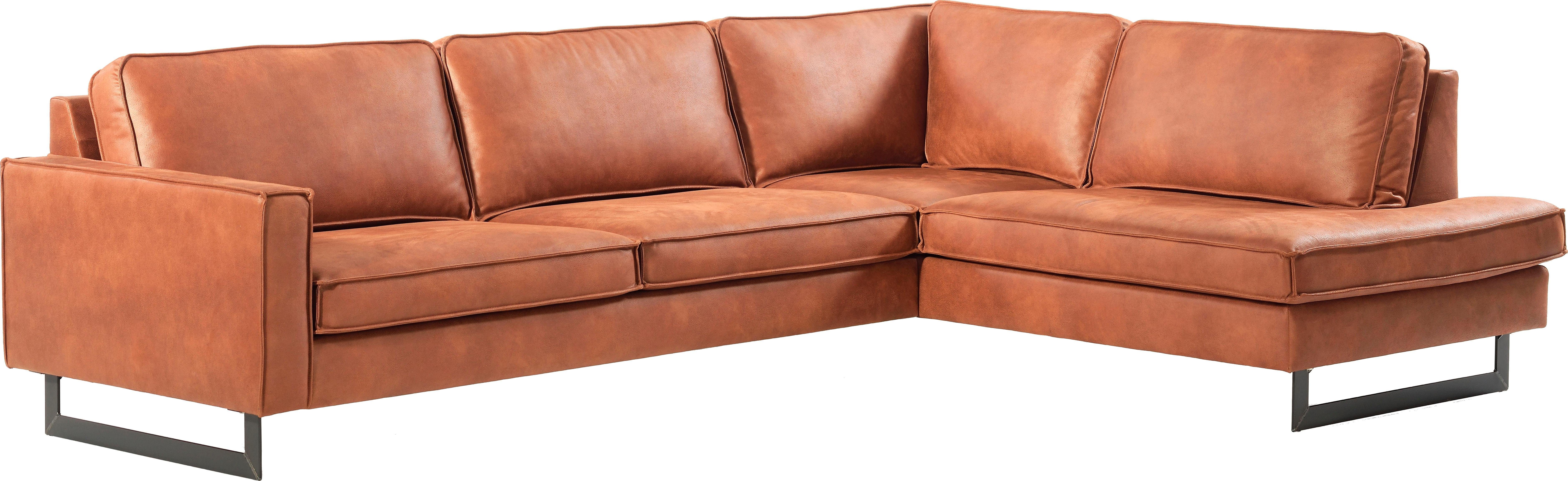 Places of Style Hoekbank Pinto, 290 cm, cord, chenille, leerlook, ottomane links/rechts