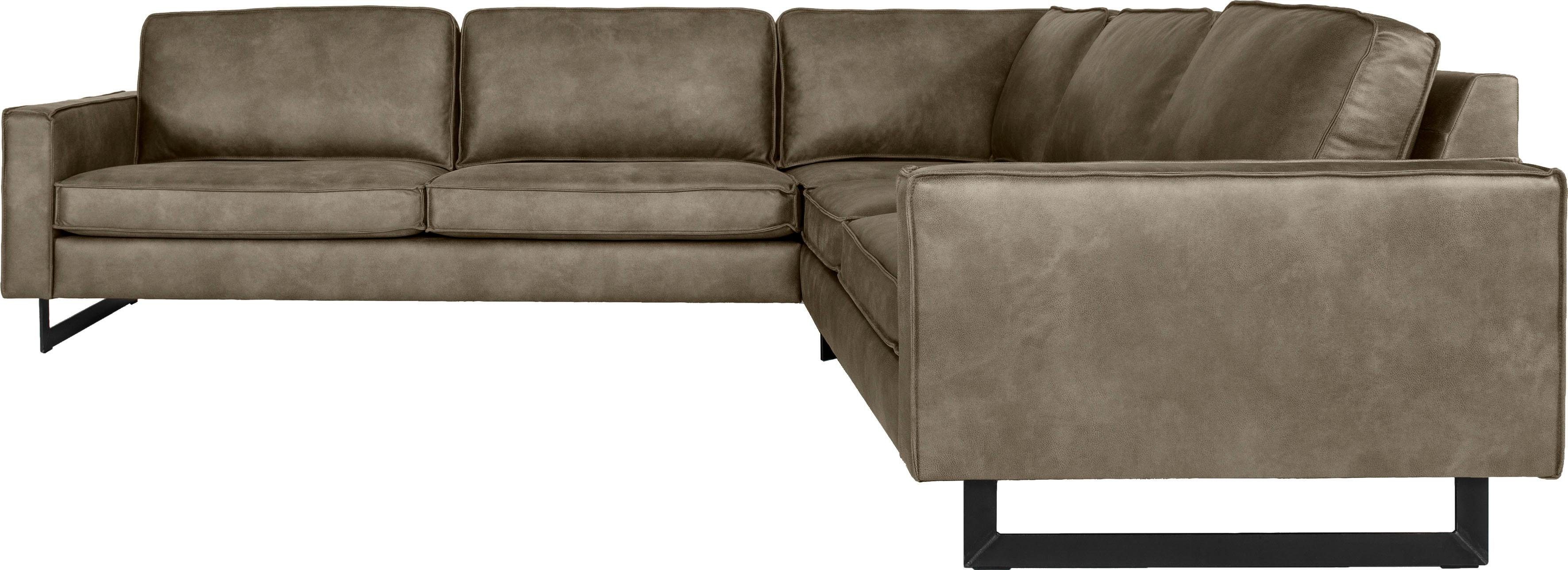 Places of Style Hoekbank Pinto, XXL, 250/290 cm, lange arm, ottomane Cord, fijncord, luxe-microvezel leer en chenille