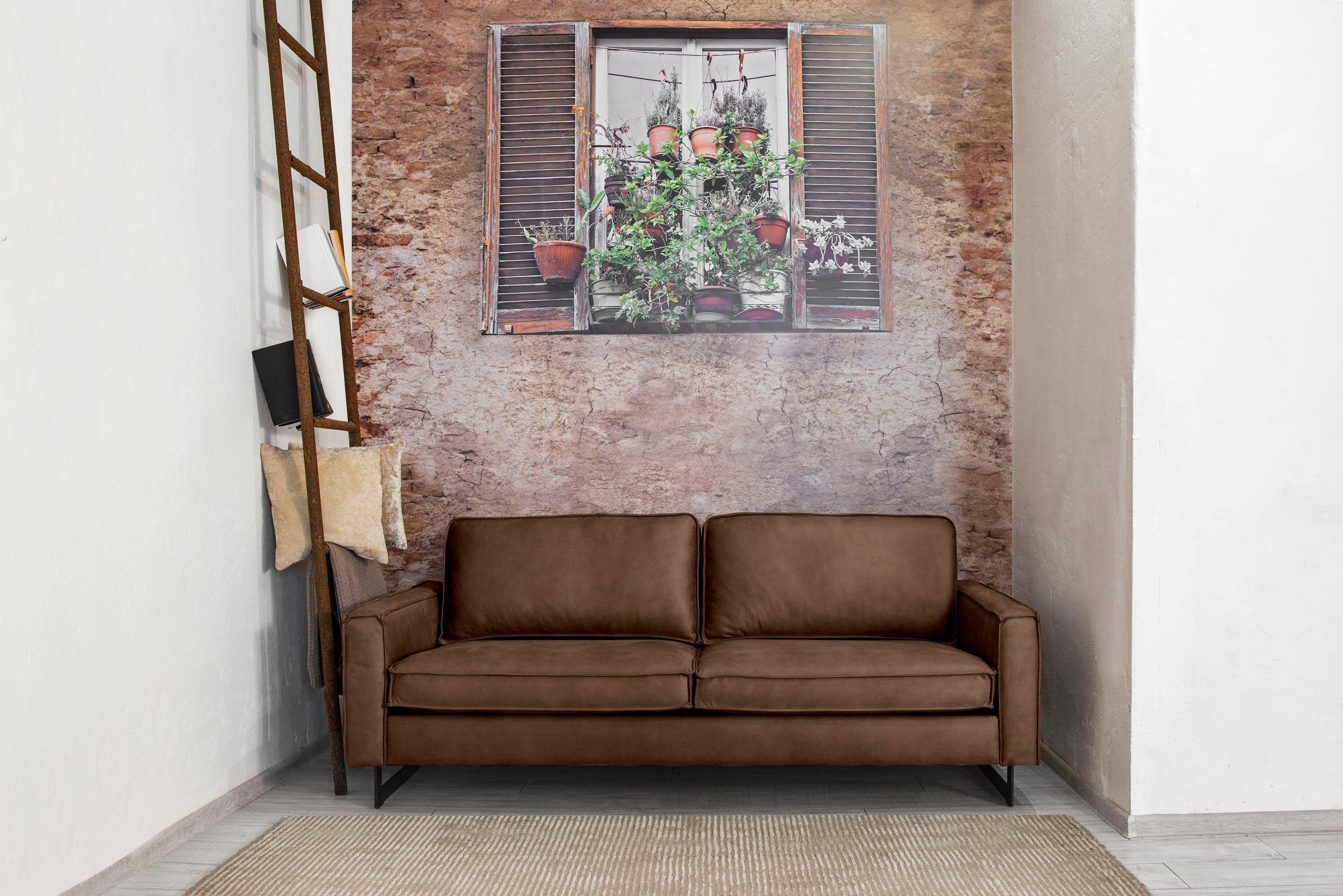 Places of Style 3-zitsbank Pinto, 206 cm, cord, chenille, leerlook