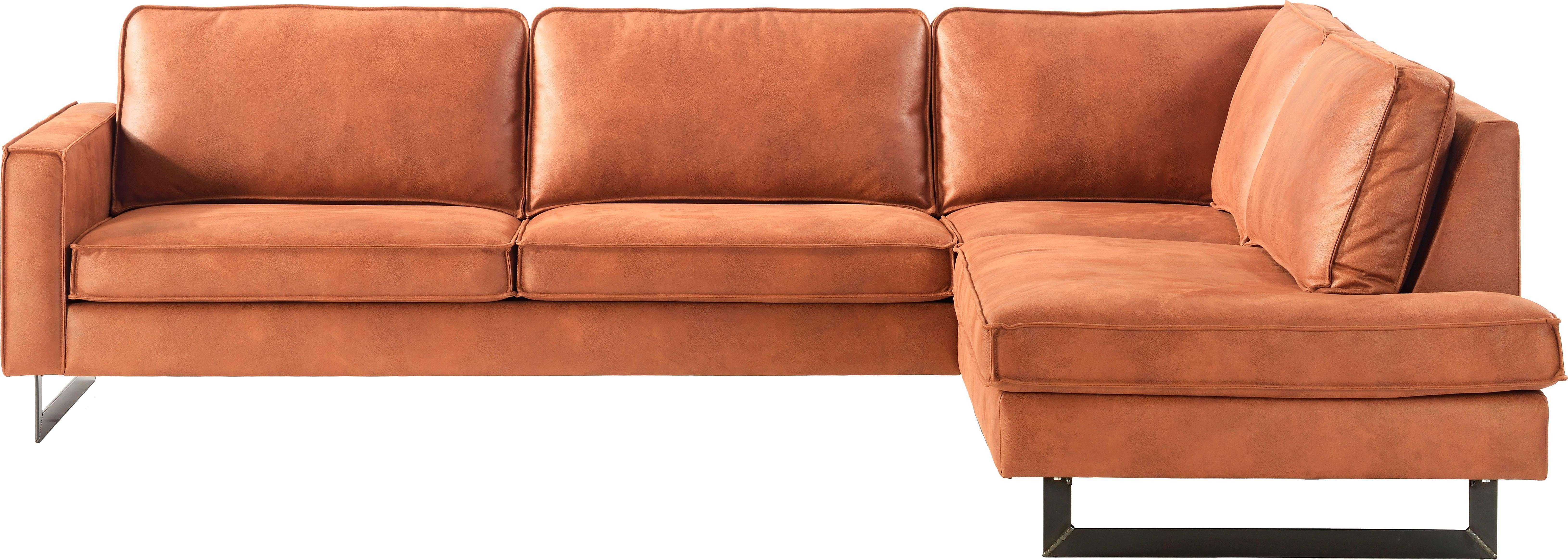 Places of Style Hoekbank Pinto, 290 cm, cord, chenille, leerlook, ottomane links/rechts