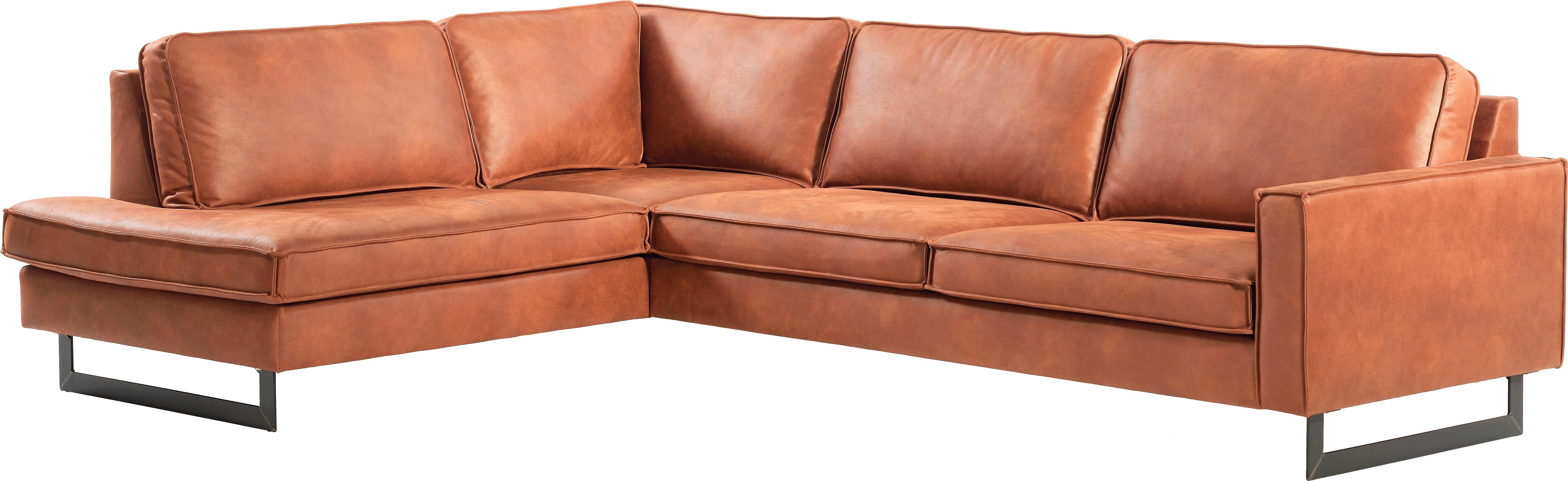 Places of Style Hoekbank Pinto, 290 cm, cord, chenille, leerlook, ottomane links/rechts