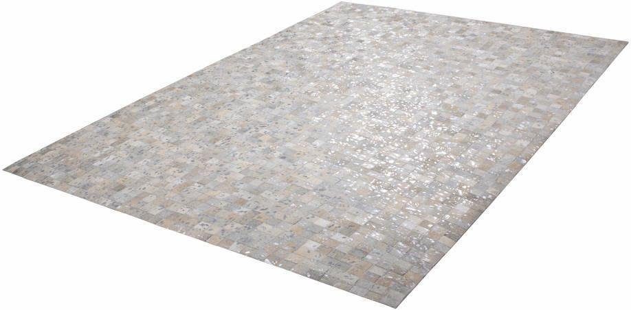 Kayoom Leren vloerkleed Rocket 110 - Fellteppich Patchwork - echt leer, enkel unieke exemplaren, woonkamer leder tapijten maat 200x290 cm grijs