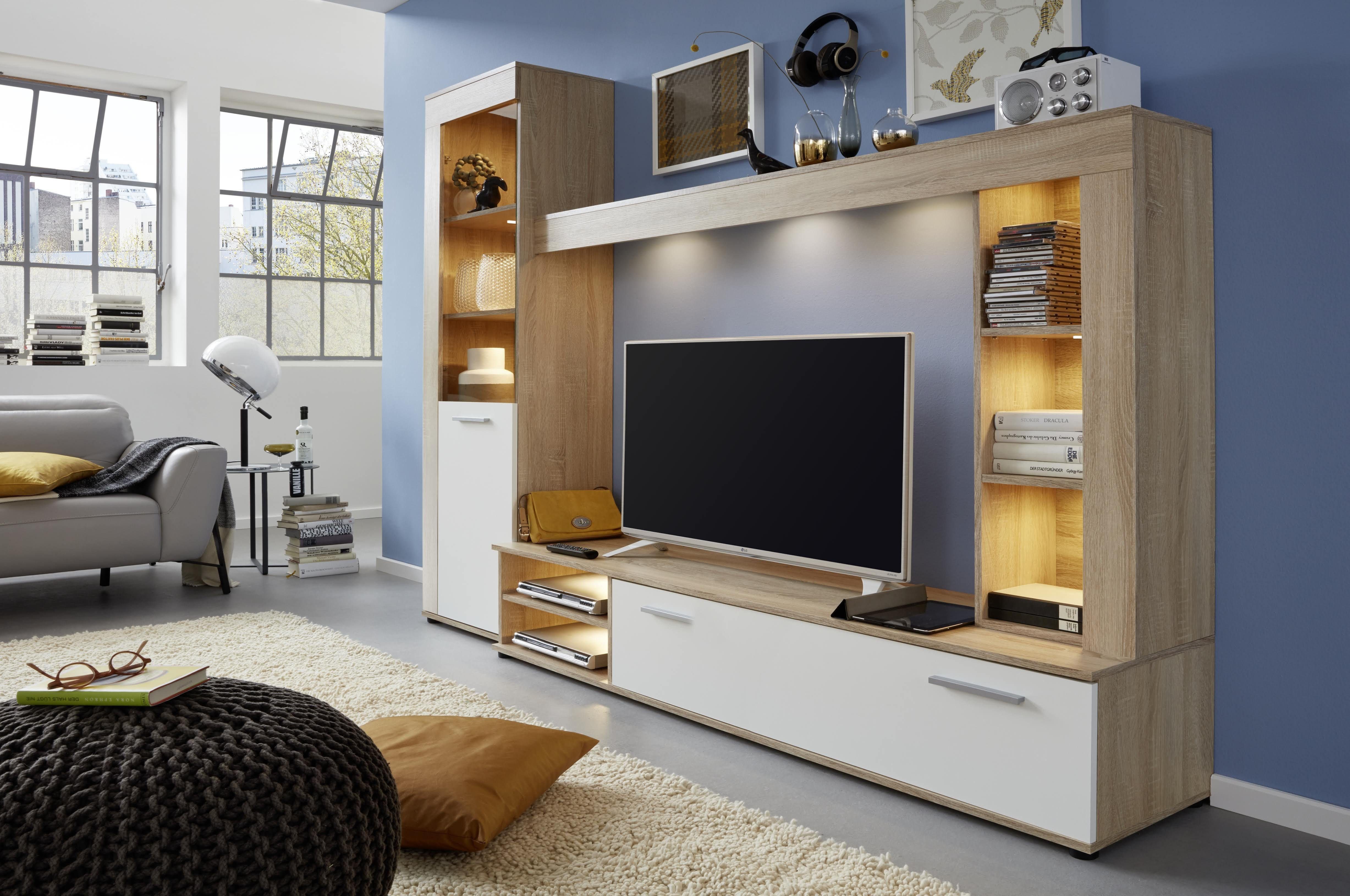 INOSIGN Wandmeubel LAHOLM Wandmeubel voor tv tot 65 inch - Afmetingen (B/D/H) 240/41/185 cm (set, 4-delig)
